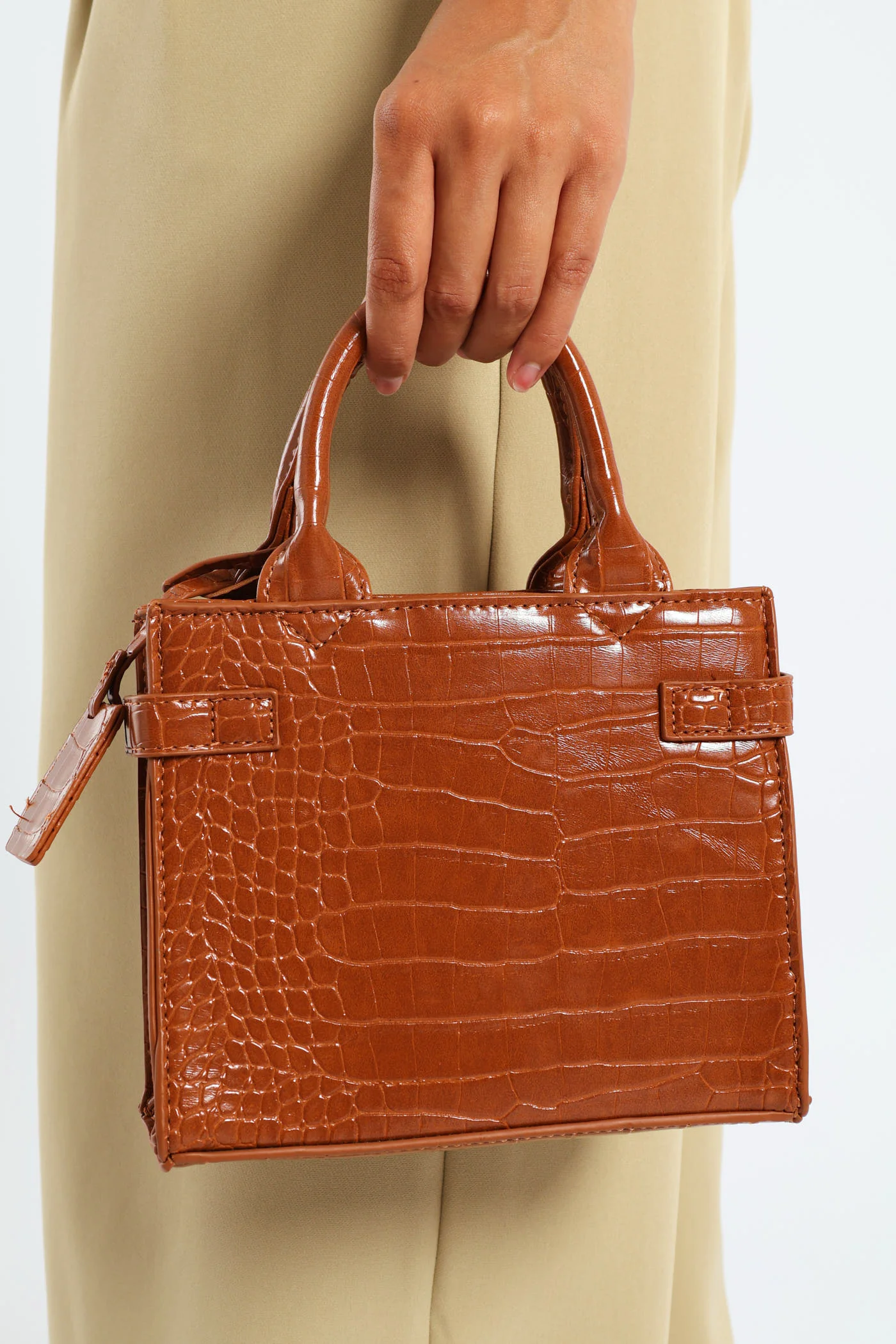 Lock Charm Tote Bag - Tan - Image 5