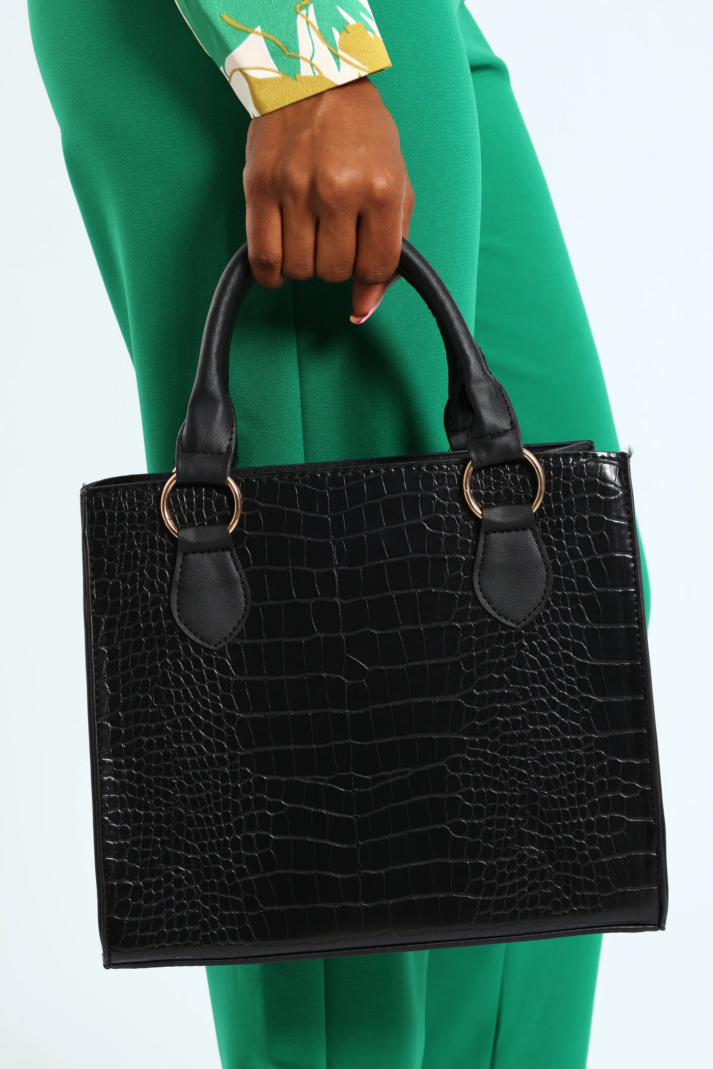 Lock Detail Clasp Tote Bag - Blackmail - Image 3