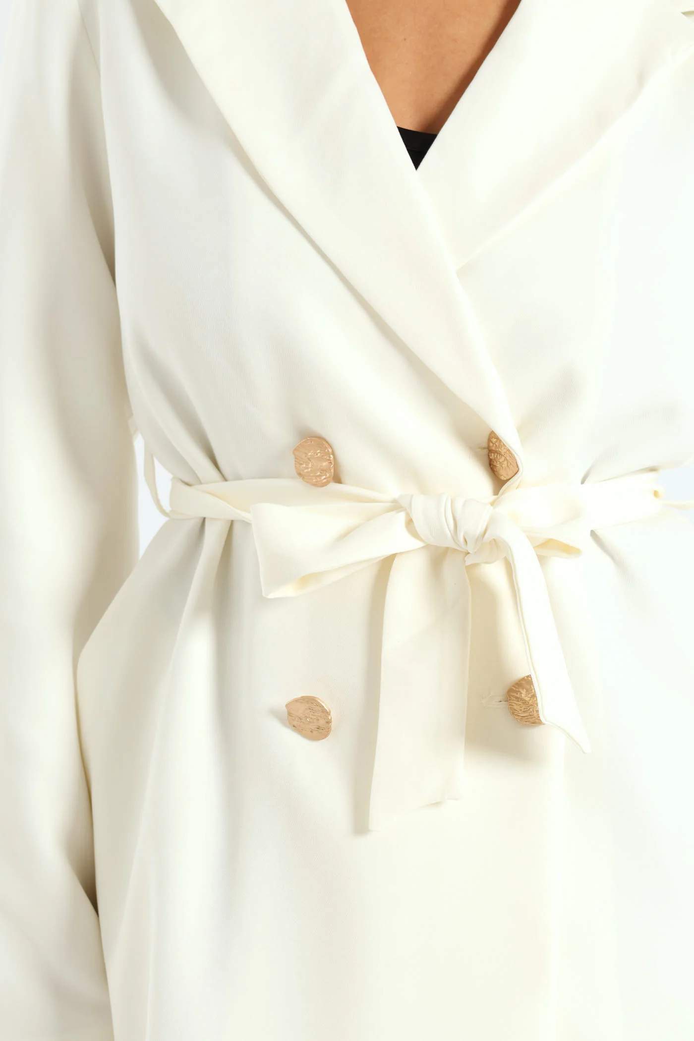 Long Length Fancy Button Blazer - White - Image 2