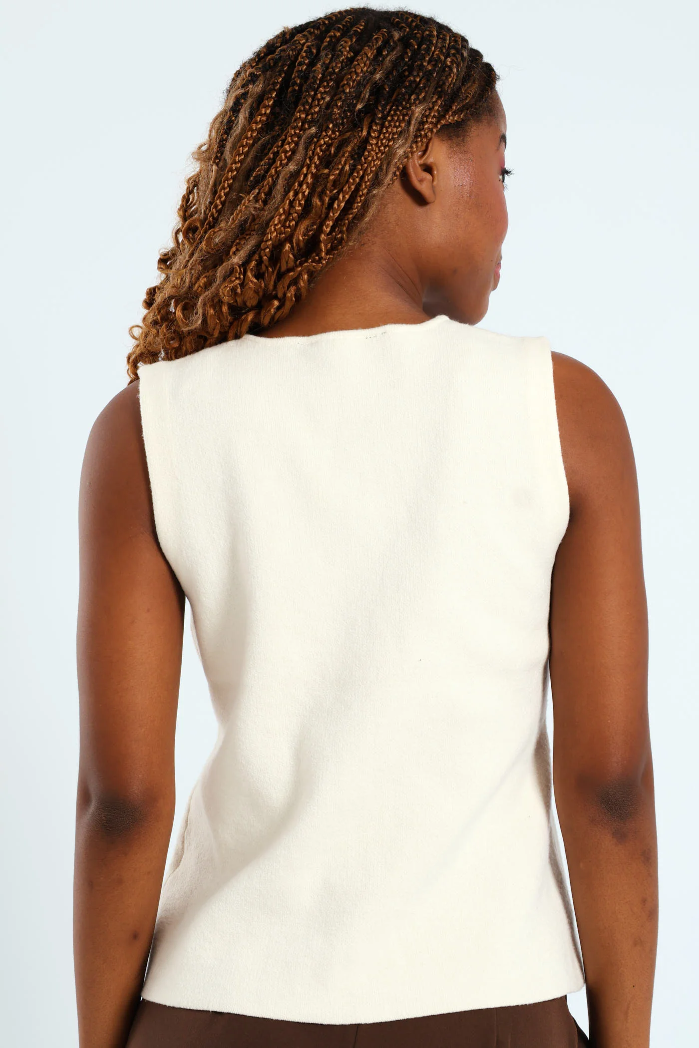 Long Length Fancy Button Waistcoat - Cream - Image 6