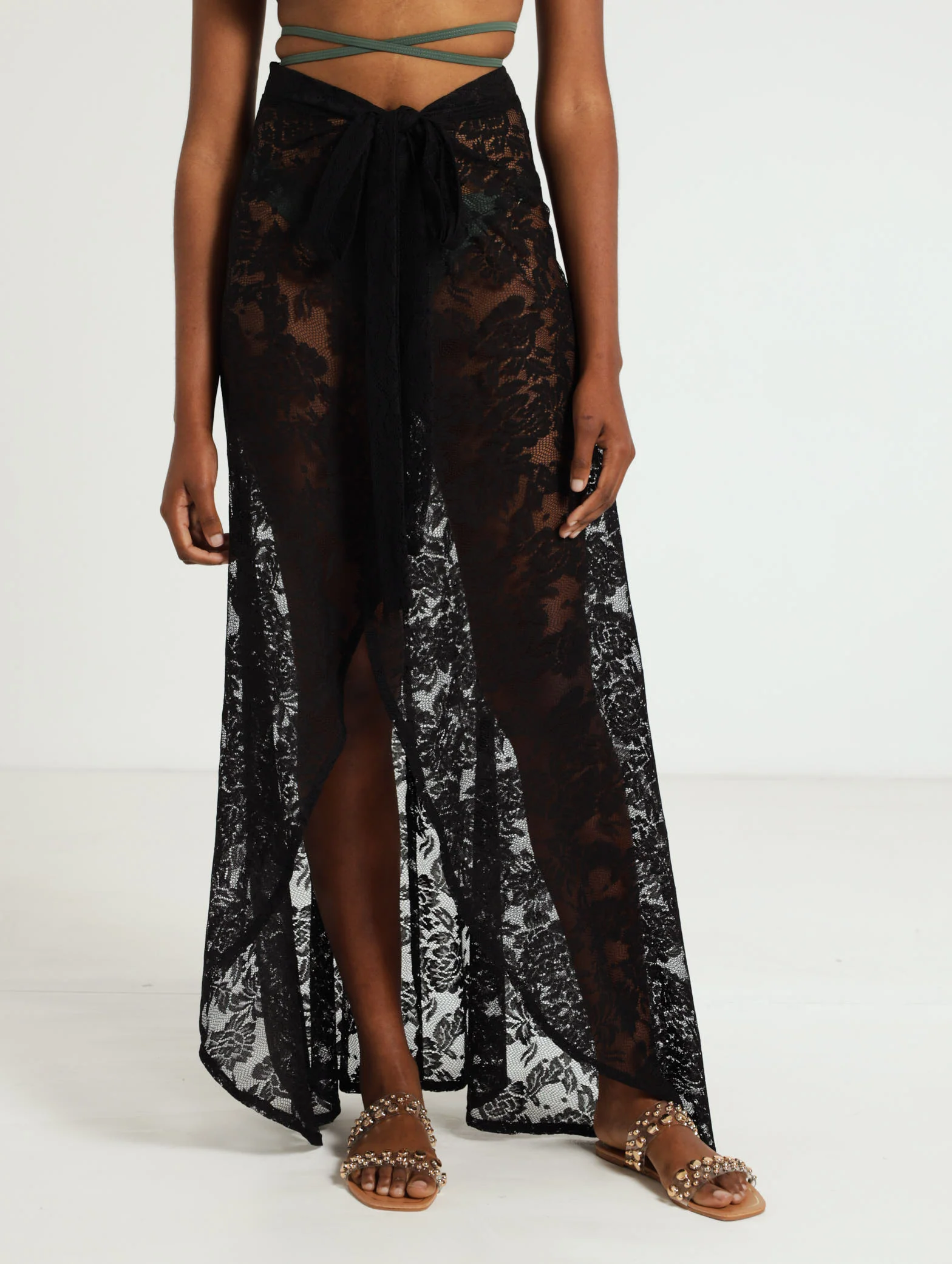 Long Length Lace Wrap Skirt