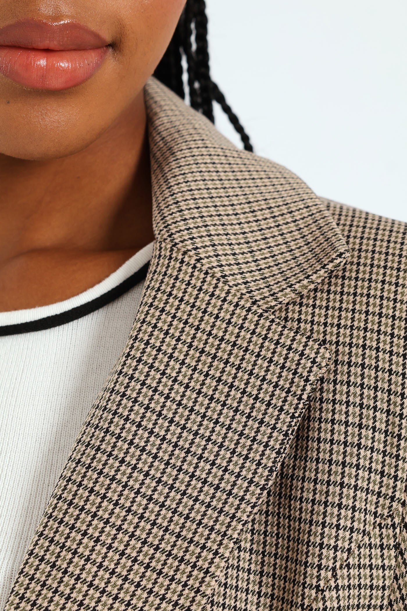 Long Length Single Breast Blazer - Check - Image 4