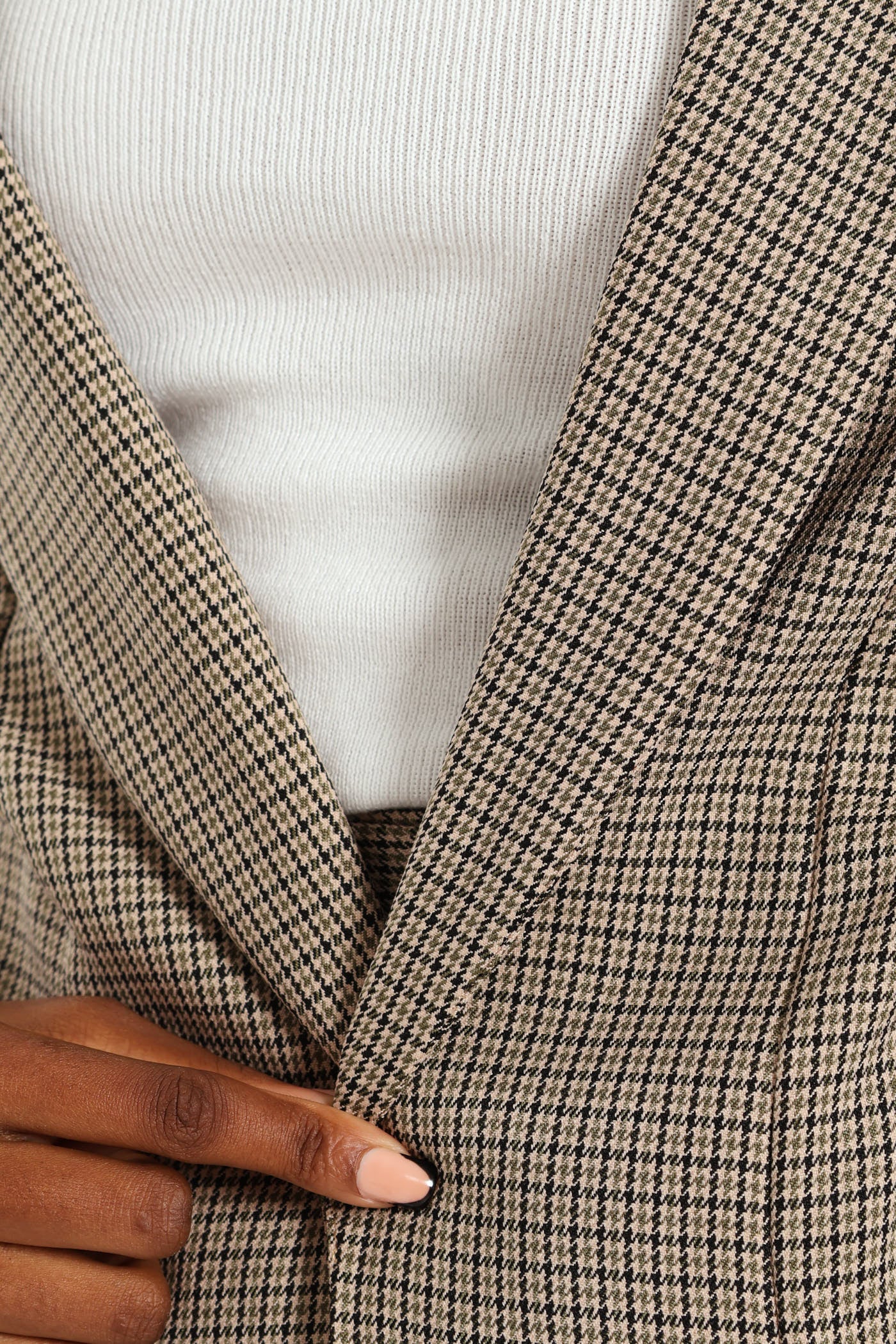 Long Length Single Breast Blazer - Check - Image 5