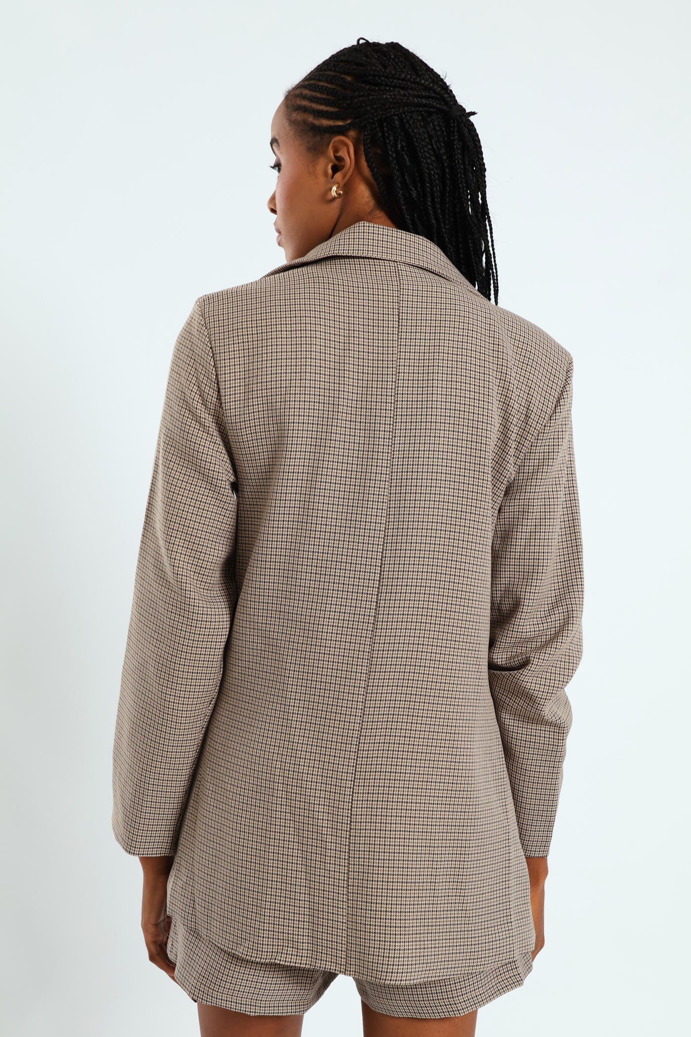 Long Length Single Breast Blazer - Check - Image 7