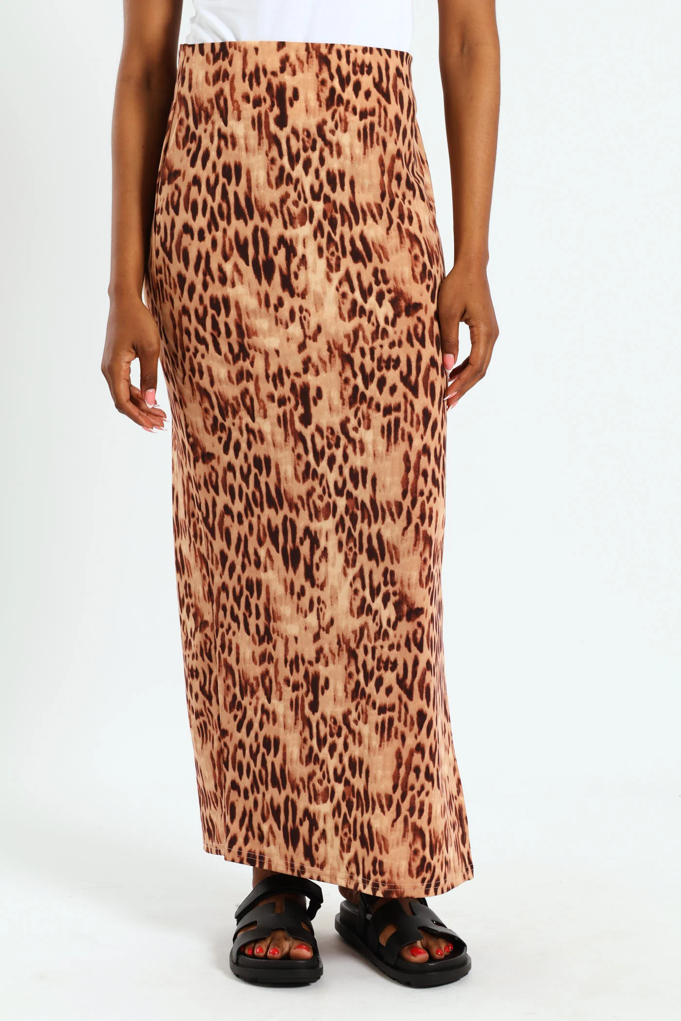 Long Length Slinky Skirt - Animal