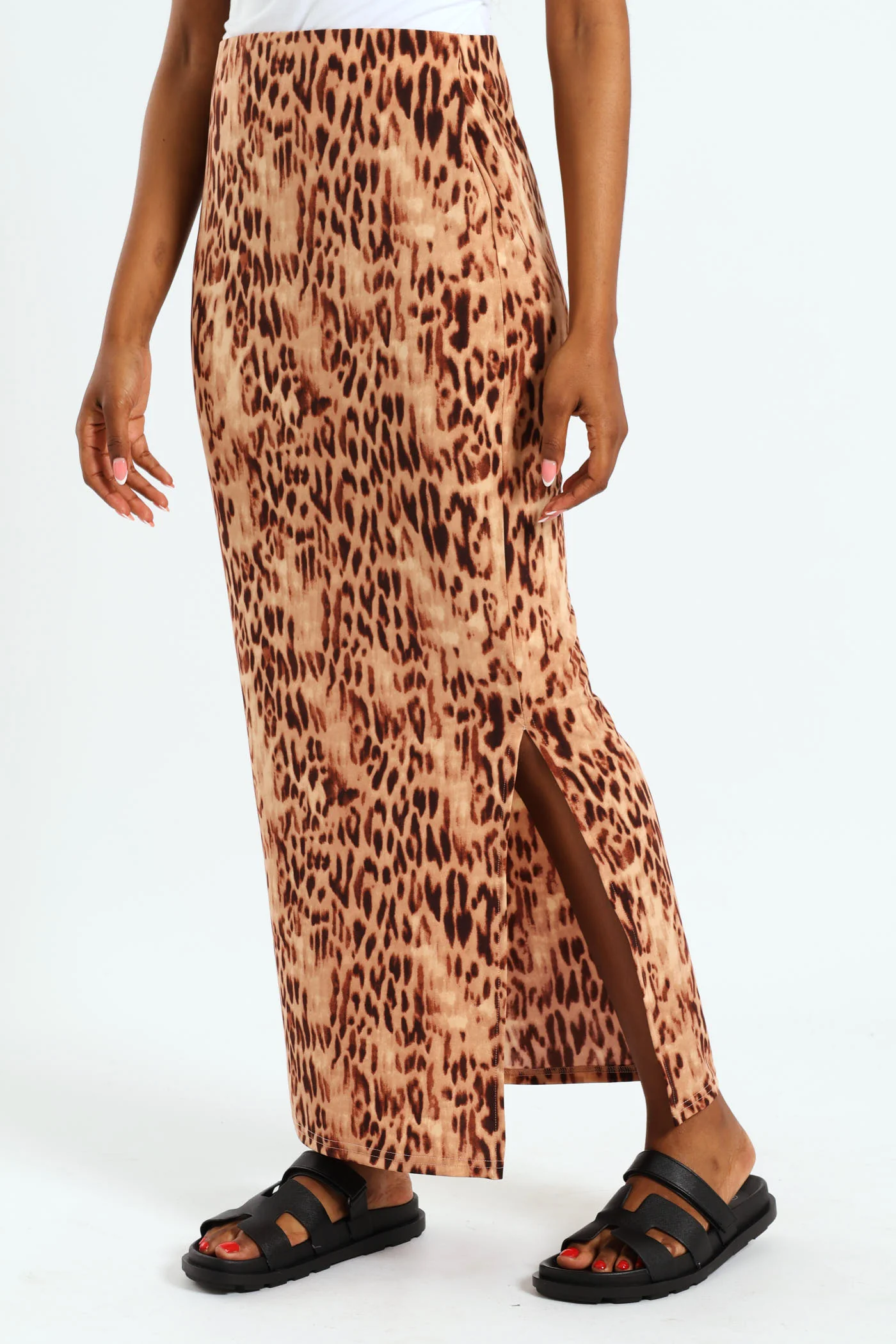 Long Length Slinky Skirt - Animal - Image 2