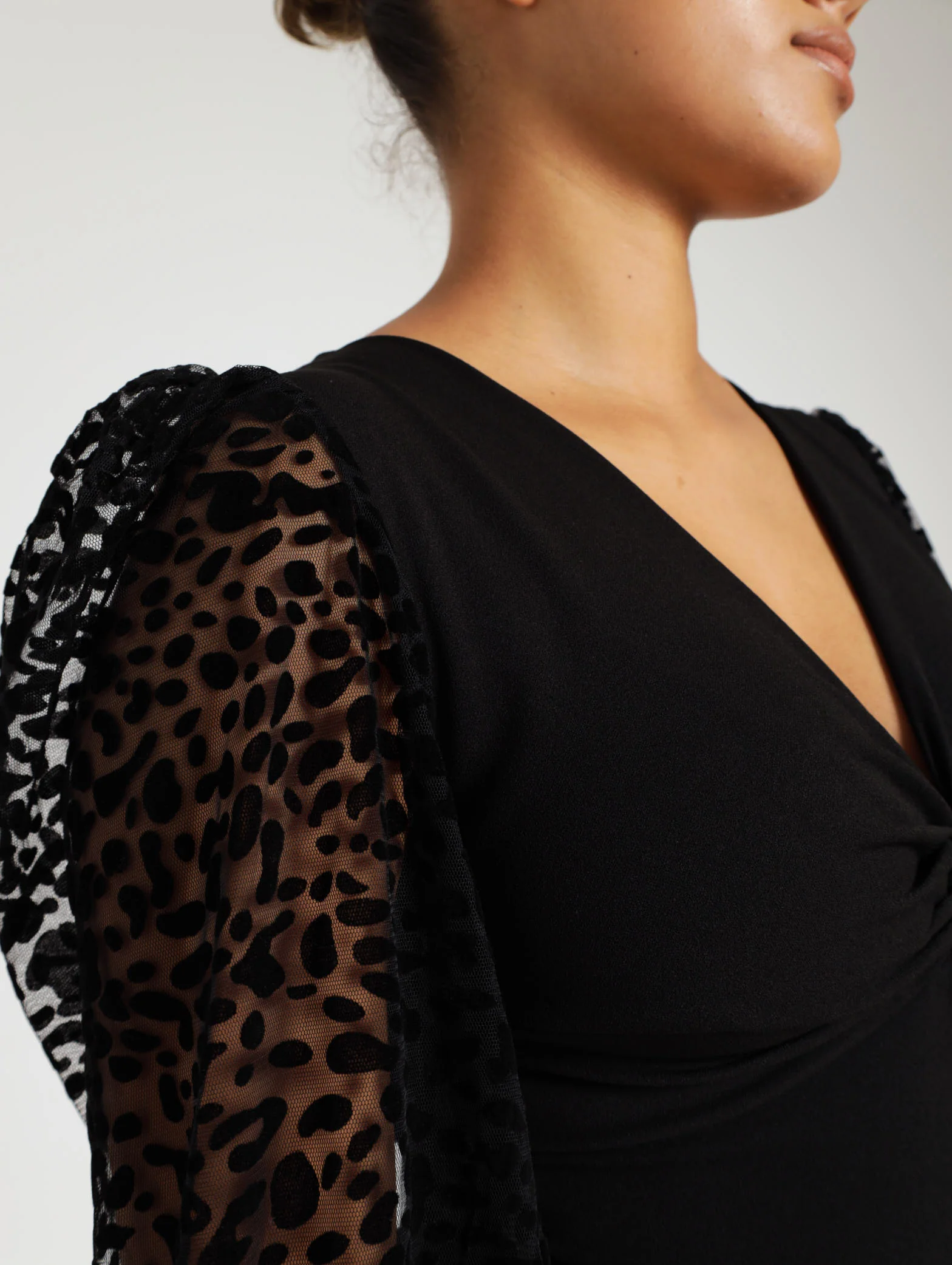 Long Sleeve Animal Flocked Midi Dress - Image 4