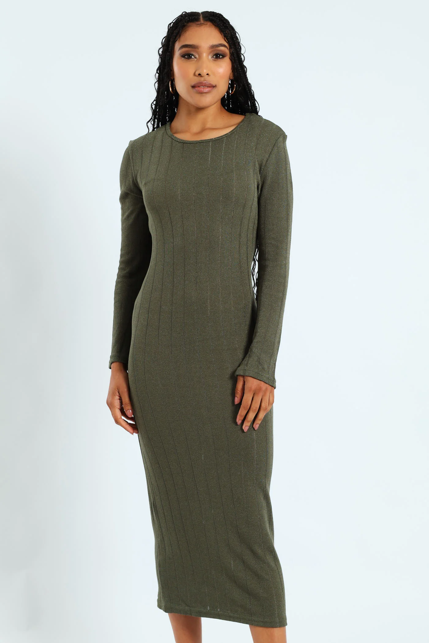 Long Sleeve Bandage Dress - Olive - Image 2