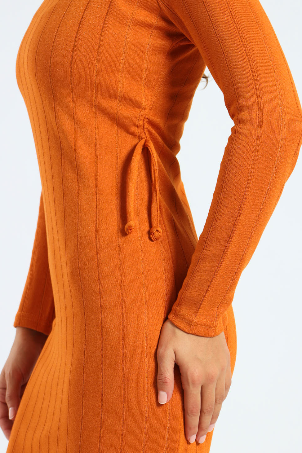 Long Sleeve Bandage Dress - Orange - Image 2