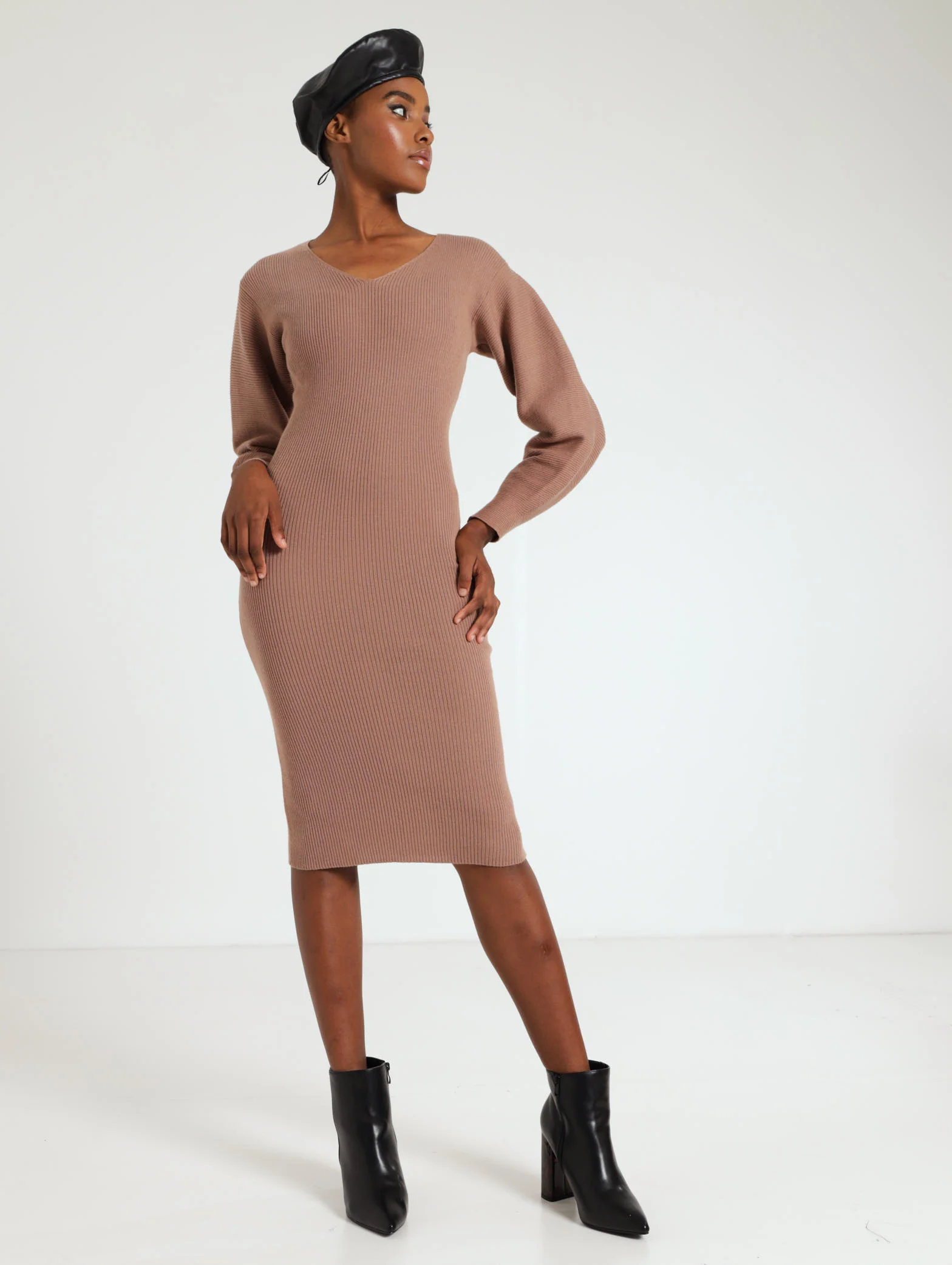Long Sleeve Bell Knitwear Midi Dress - Image 2