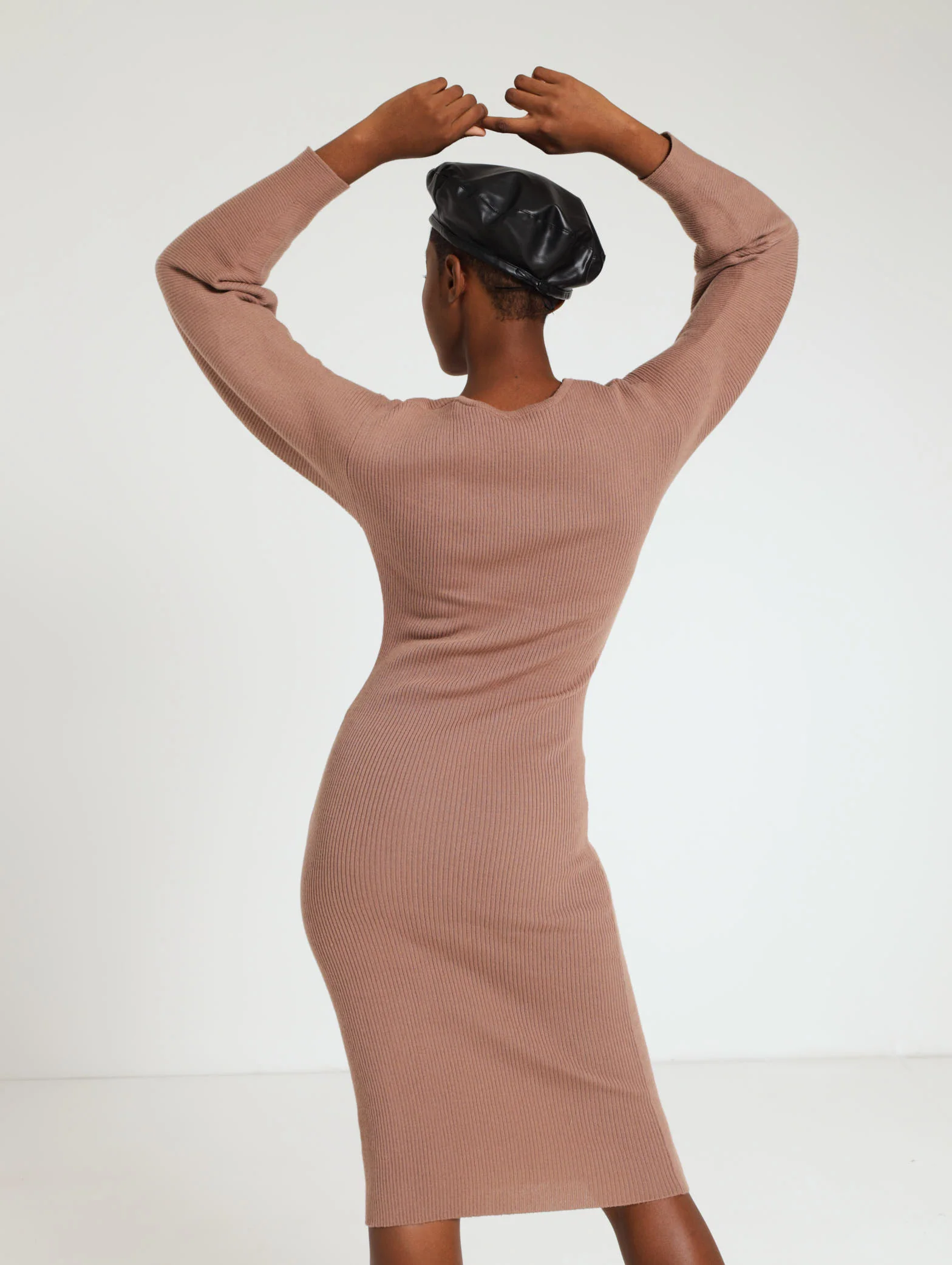 Long Sleeve Bell Knitwear Midi Dress - Image 4