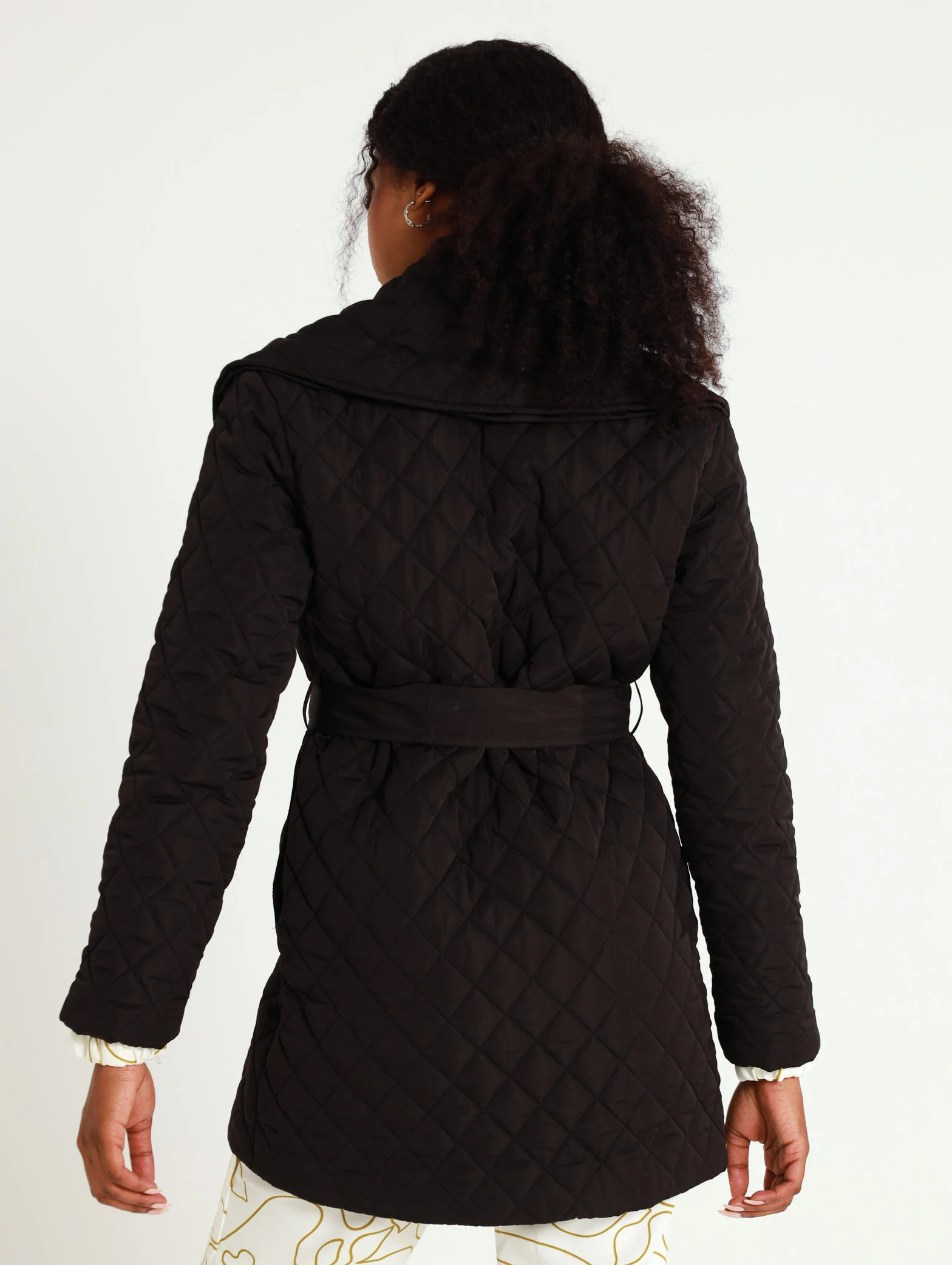 Long Sleeve Belted Quilted Puffer Jacket - Image 3