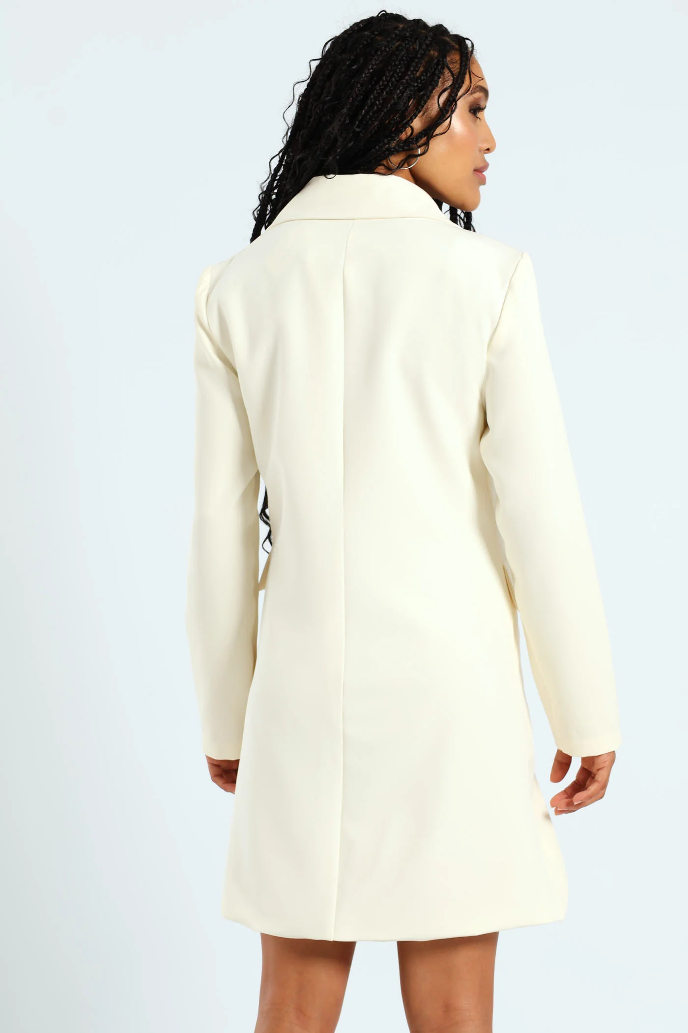 Long Sleeve Blazer Dress - Cream - Image 7