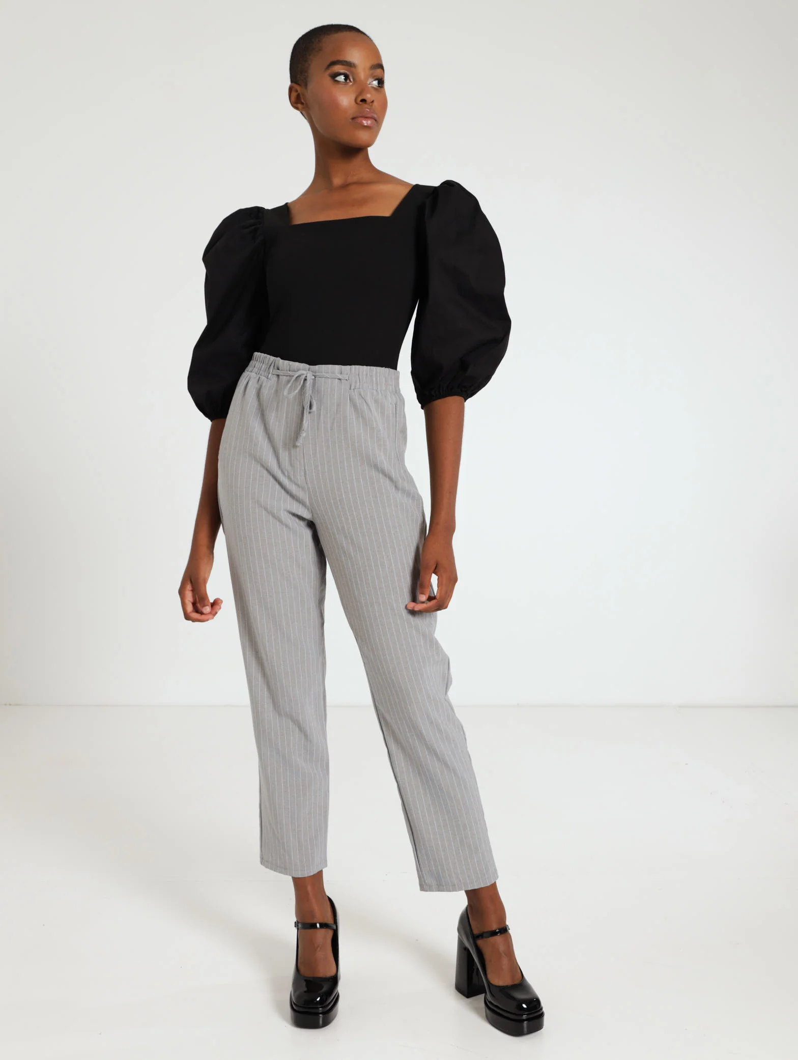 Long Sleeve Blouson Poplin Top - Image 2