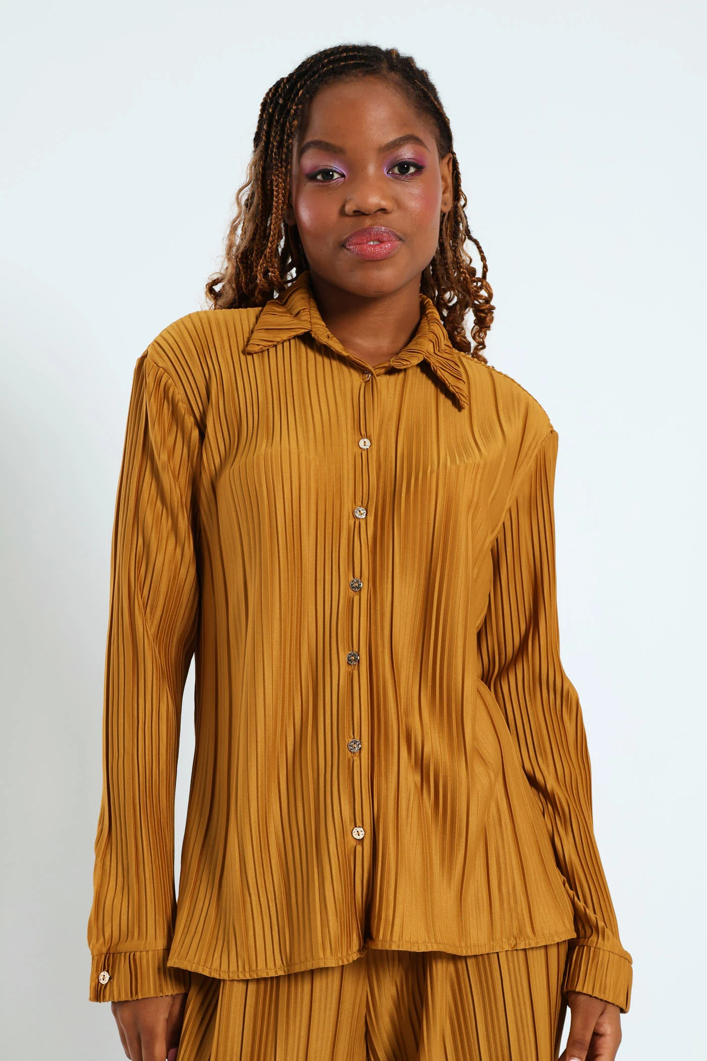 Long Sleeve Bodre Shirt - Mustard