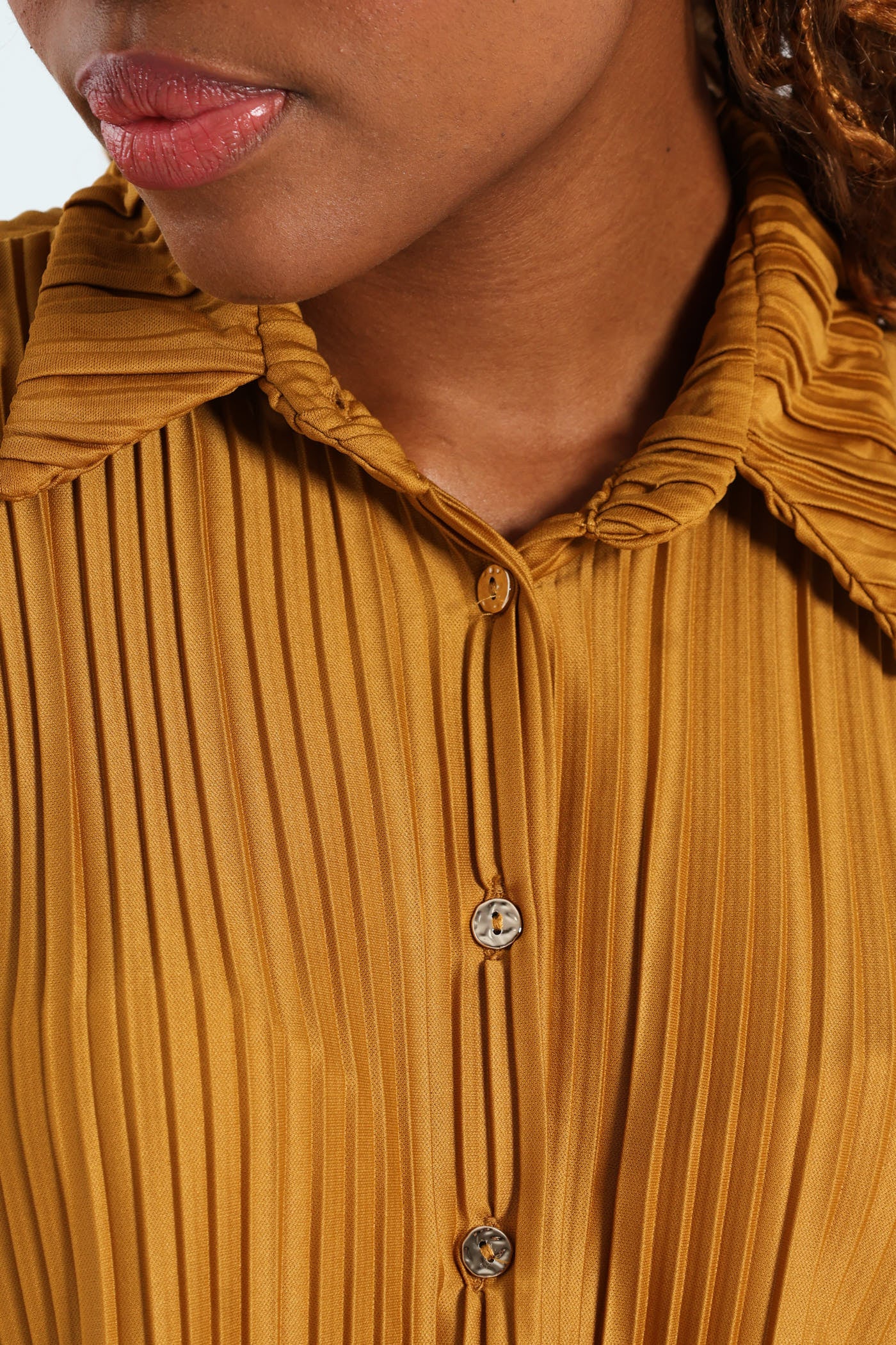 Long Sleeve Bodre Shirt - Mustard - Image 4