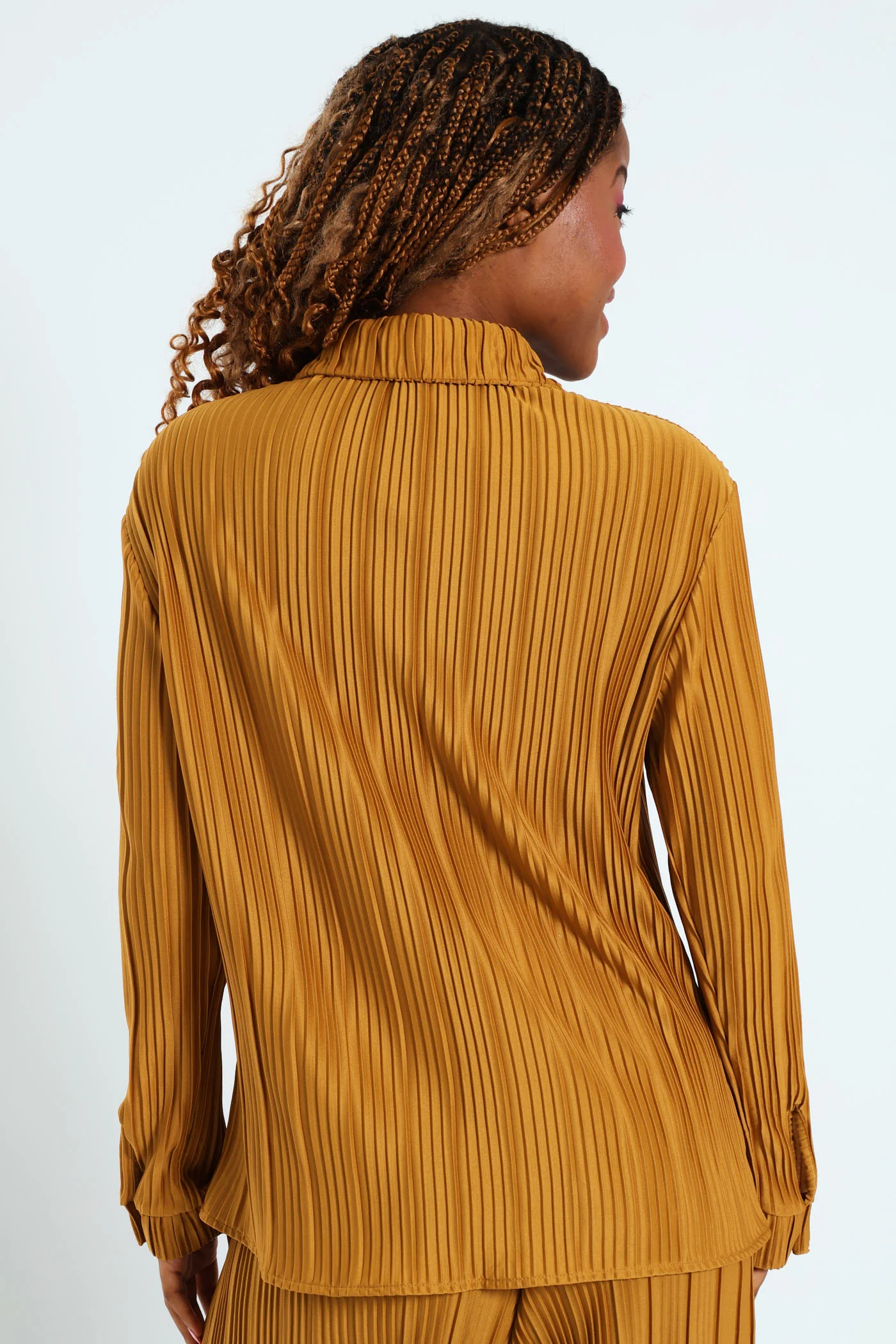 Long Sleeve Bodre Shirt - Mustard - Image 5