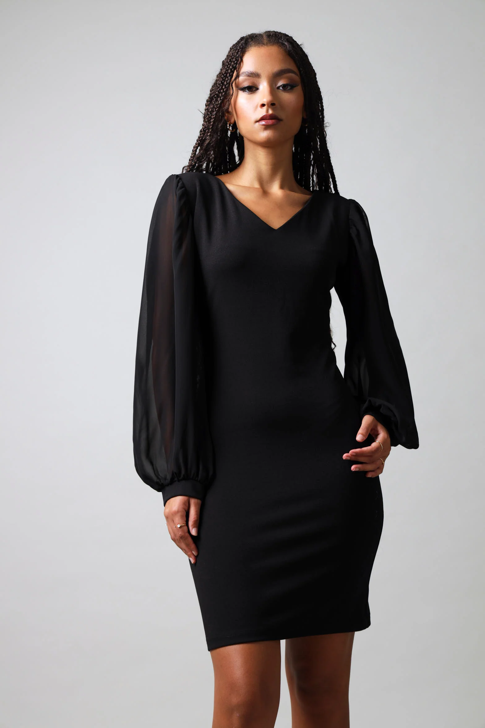 Long Sleeve Bodycon Dress - Black