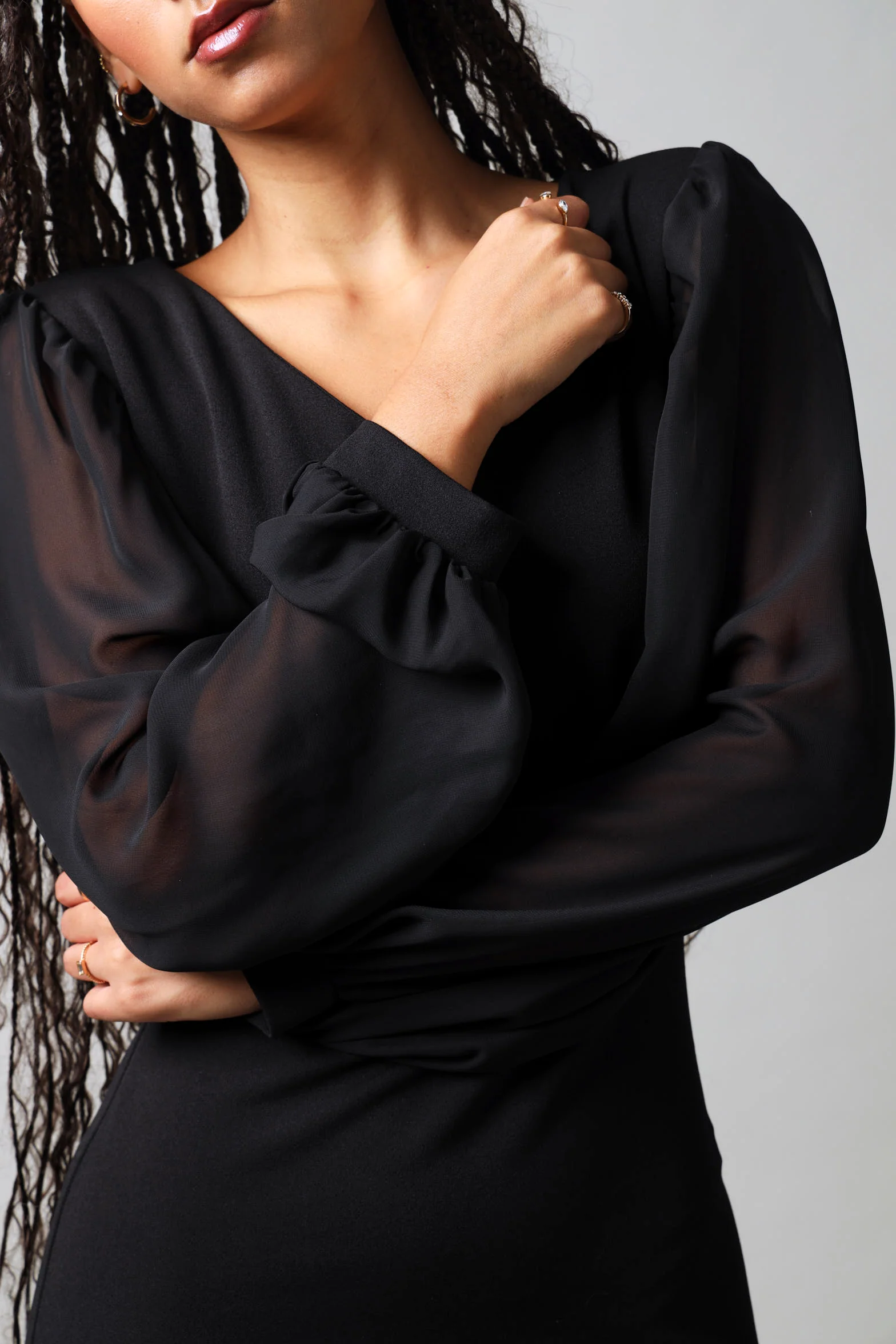 Long Sleeve Bodycon Dress - Black - Image 4