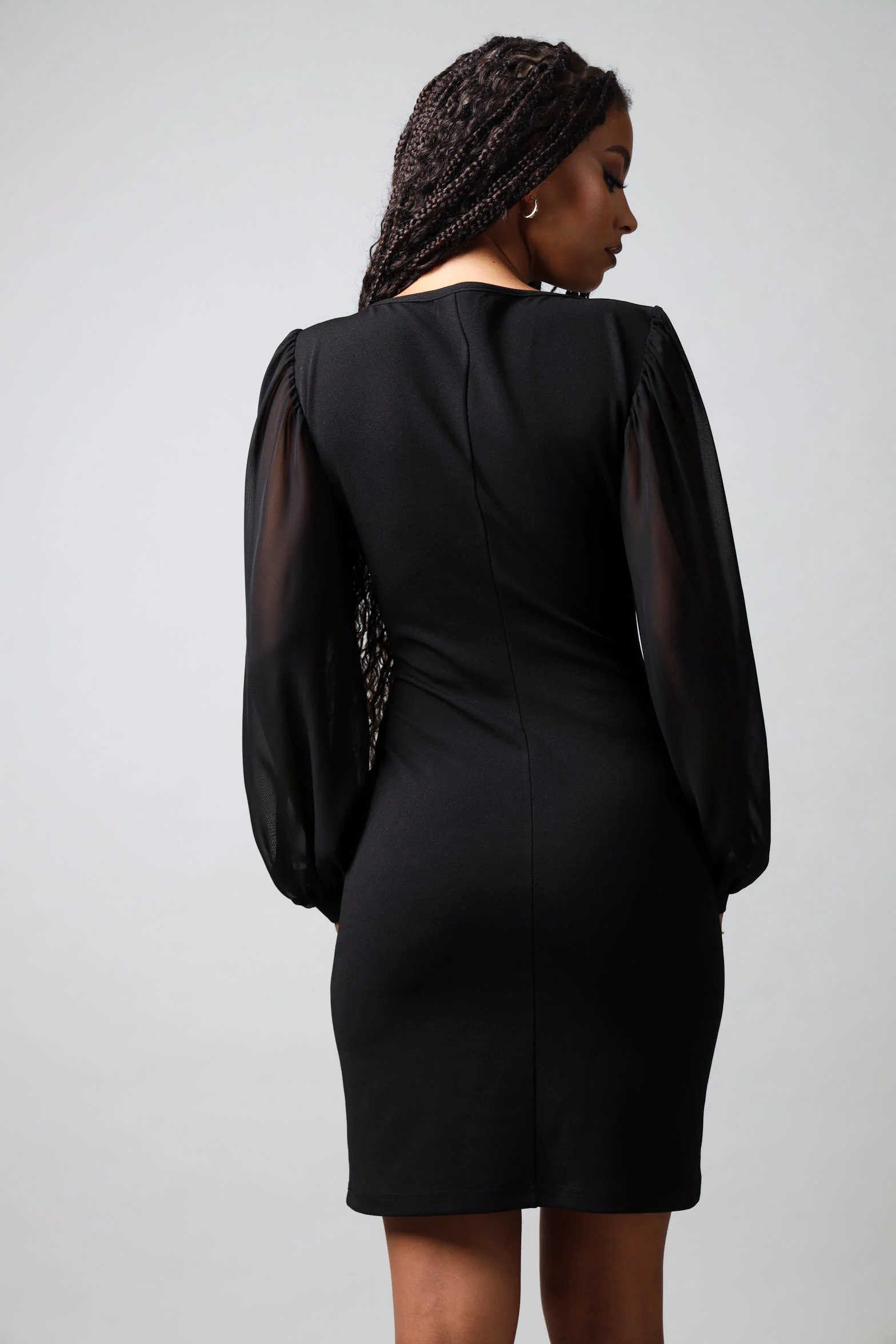 Long Sleeve Bodycon Dress - Black - Image 6