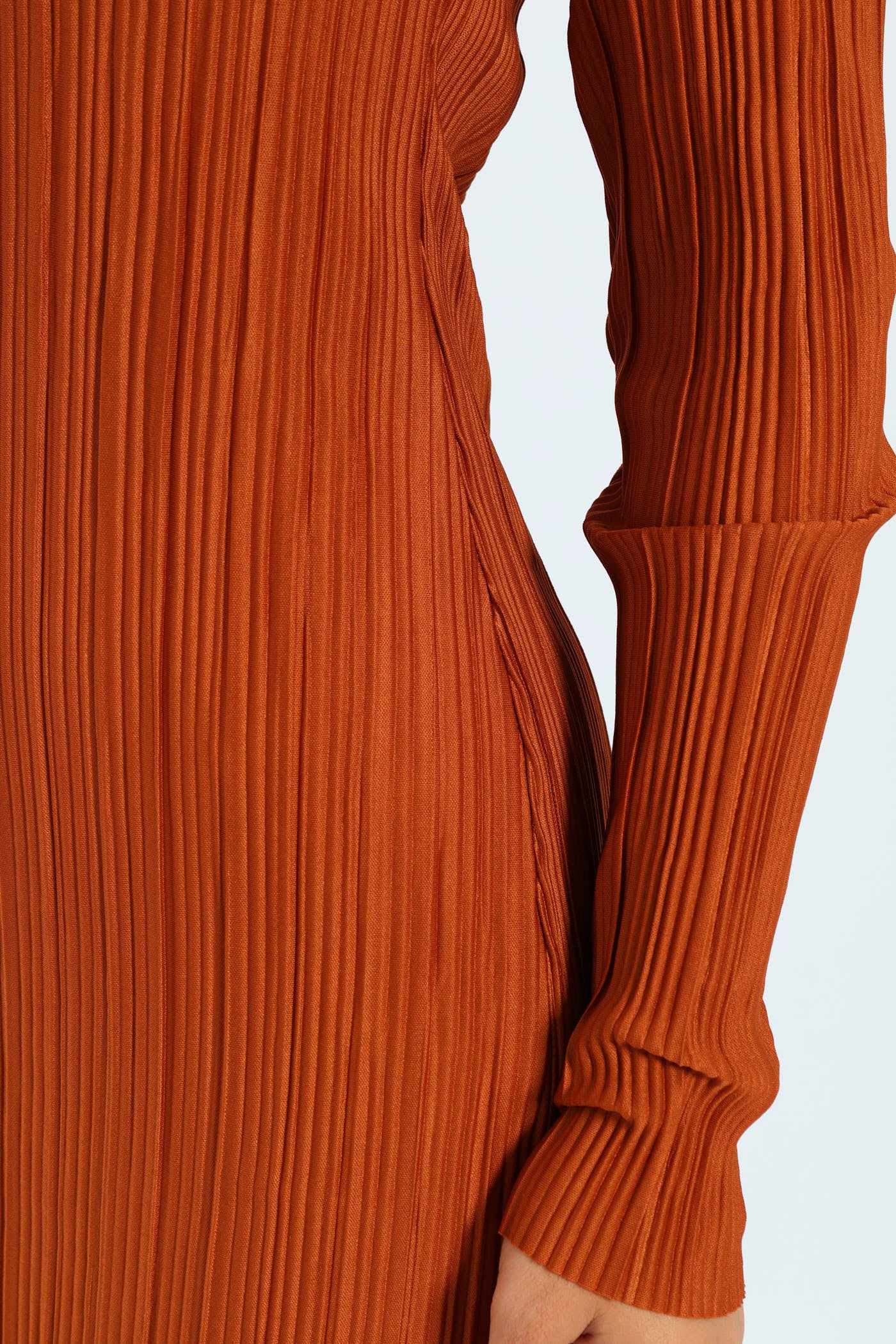 Long Sleeve Column Dress - Rust - Image 4