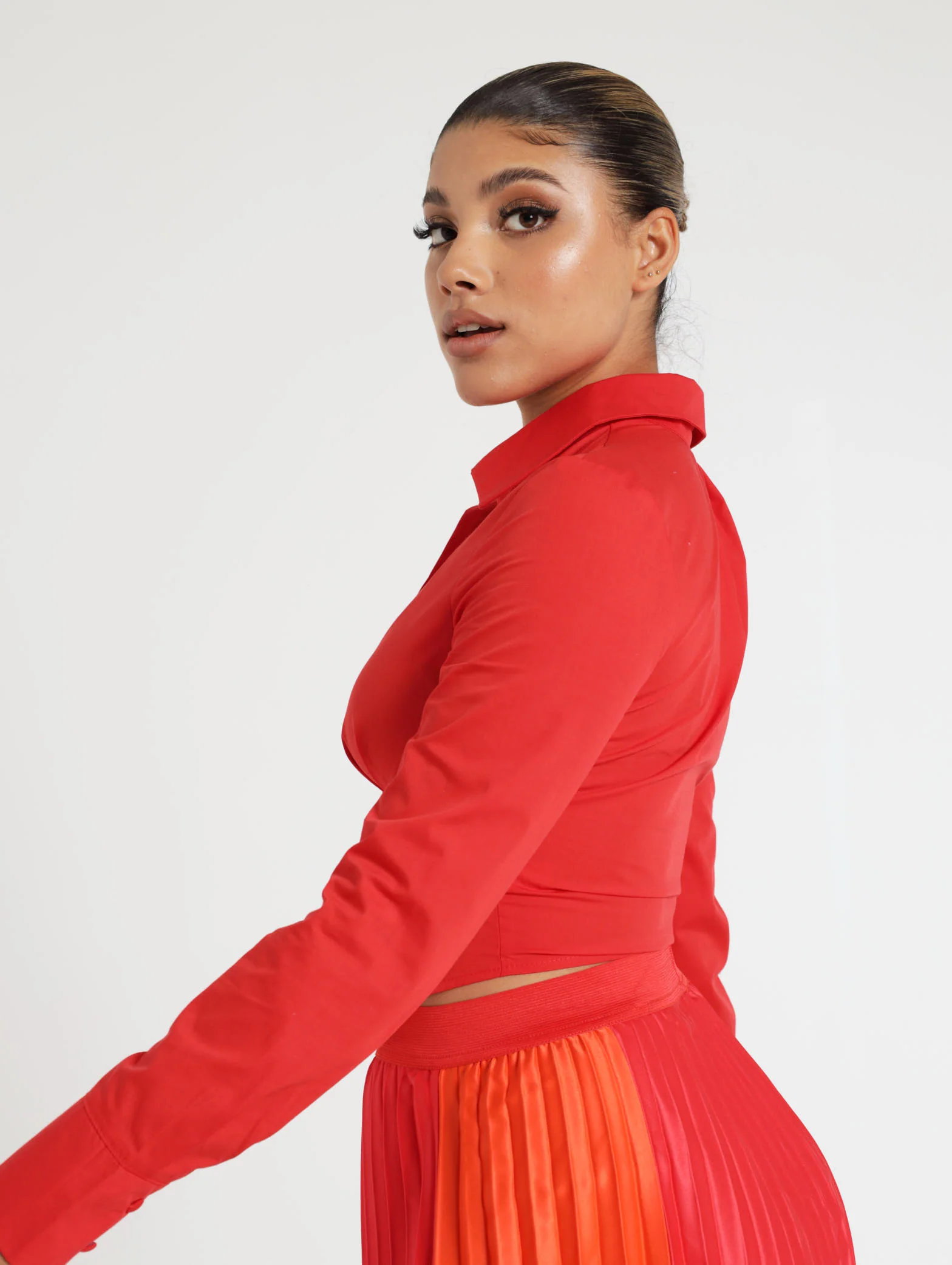 Long Sleeve Corset Poplin Shirt - Image 4