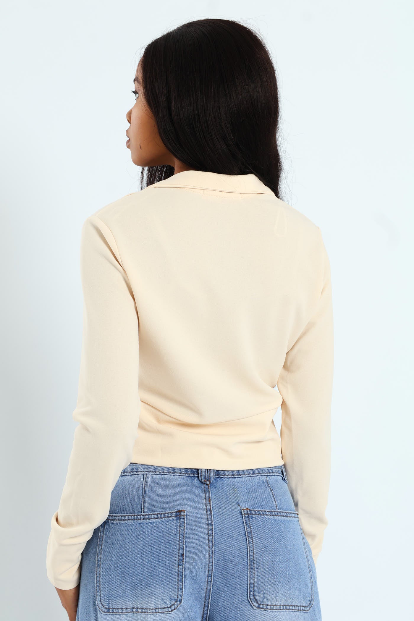 Long Sleeve Crop Zip Detail Pullover - Oatmeal - Image 5