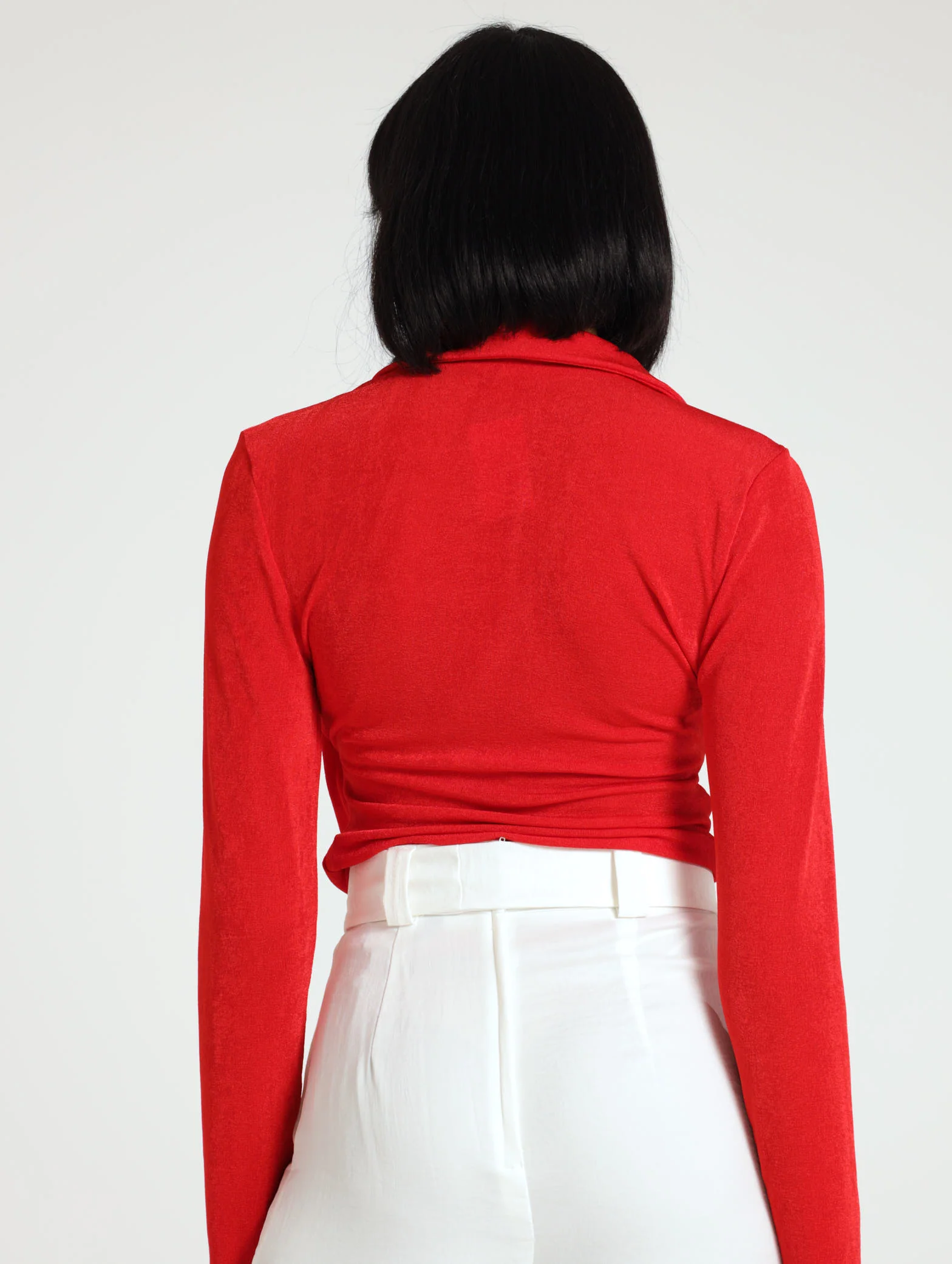 Long Sleeve Cross Over Slinky Top - Image 3