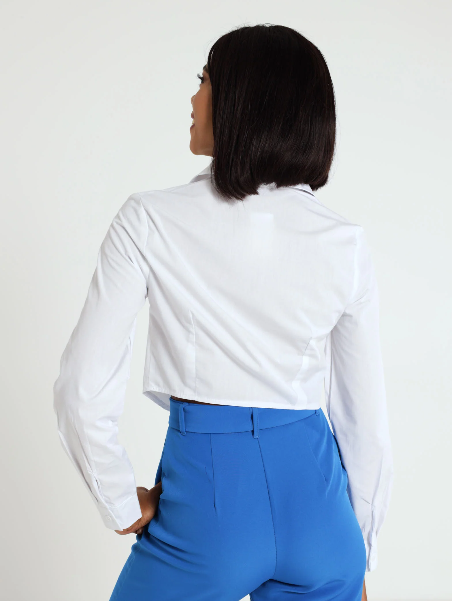 Long Sleeve Curved Hem Button Through Top - Image 3