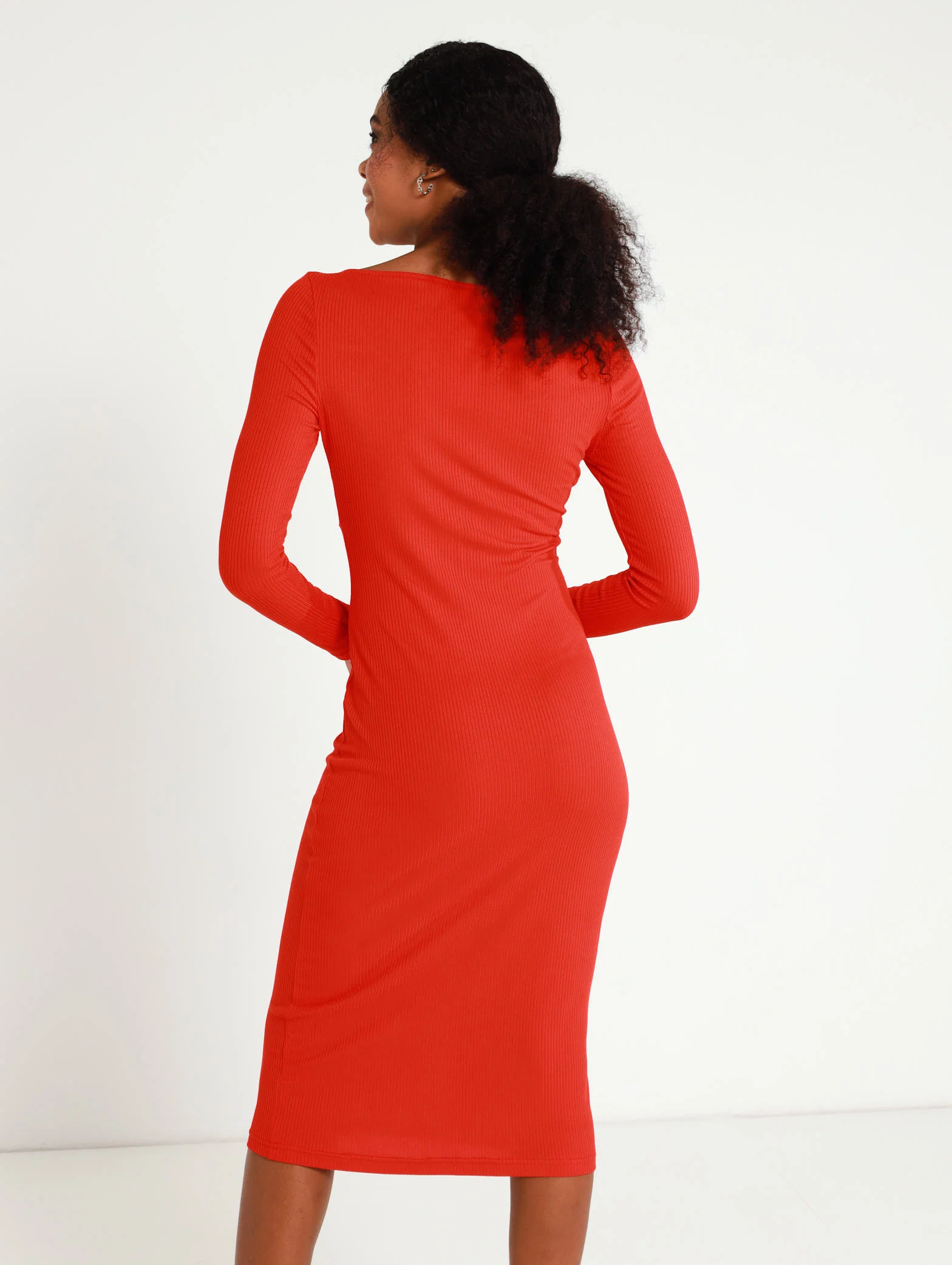 Long Sleeve Cutout Detail Midi Dress - Image 3