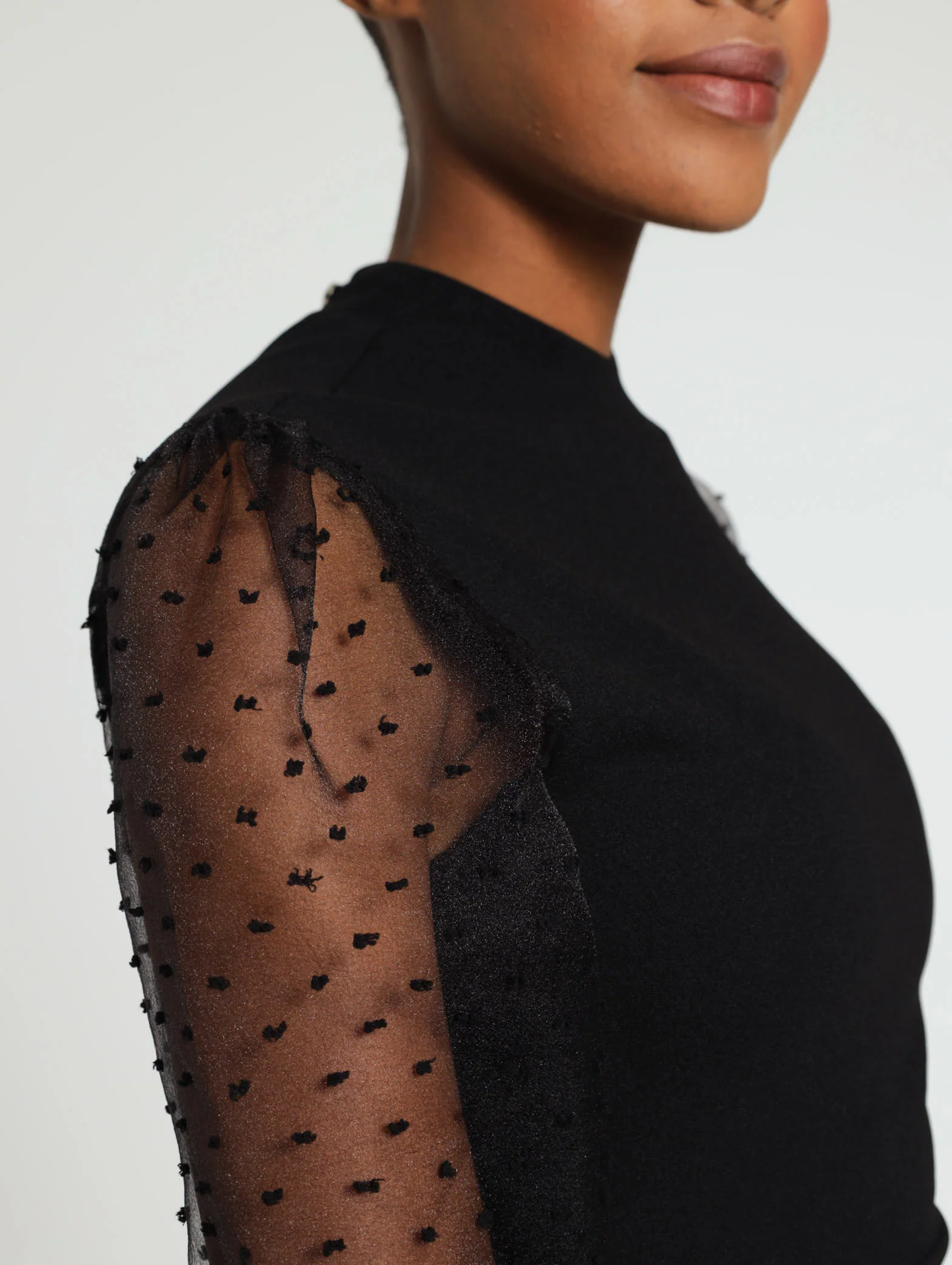 Long Sleeve Dobby Sleeve Bodycon Dress - Image 5