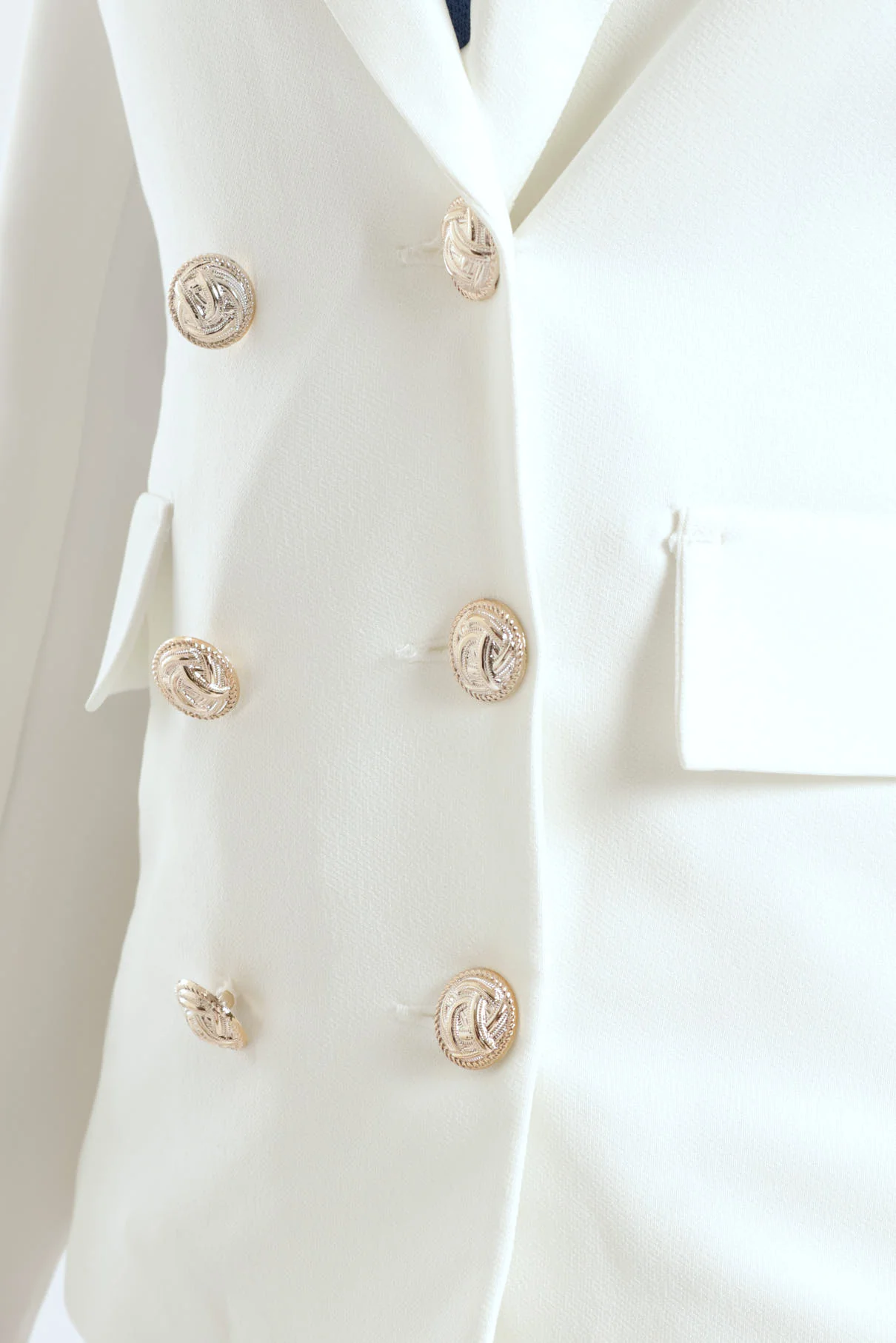 Long Sleeve Double Breast Blazer - White - Image 2