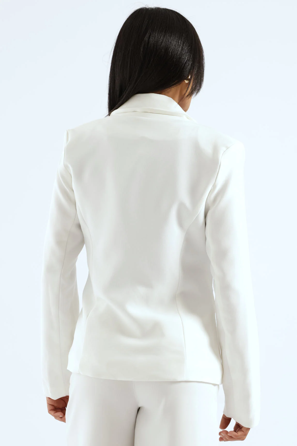 Long Sleeve Double Breast Blazer - White - Image 5