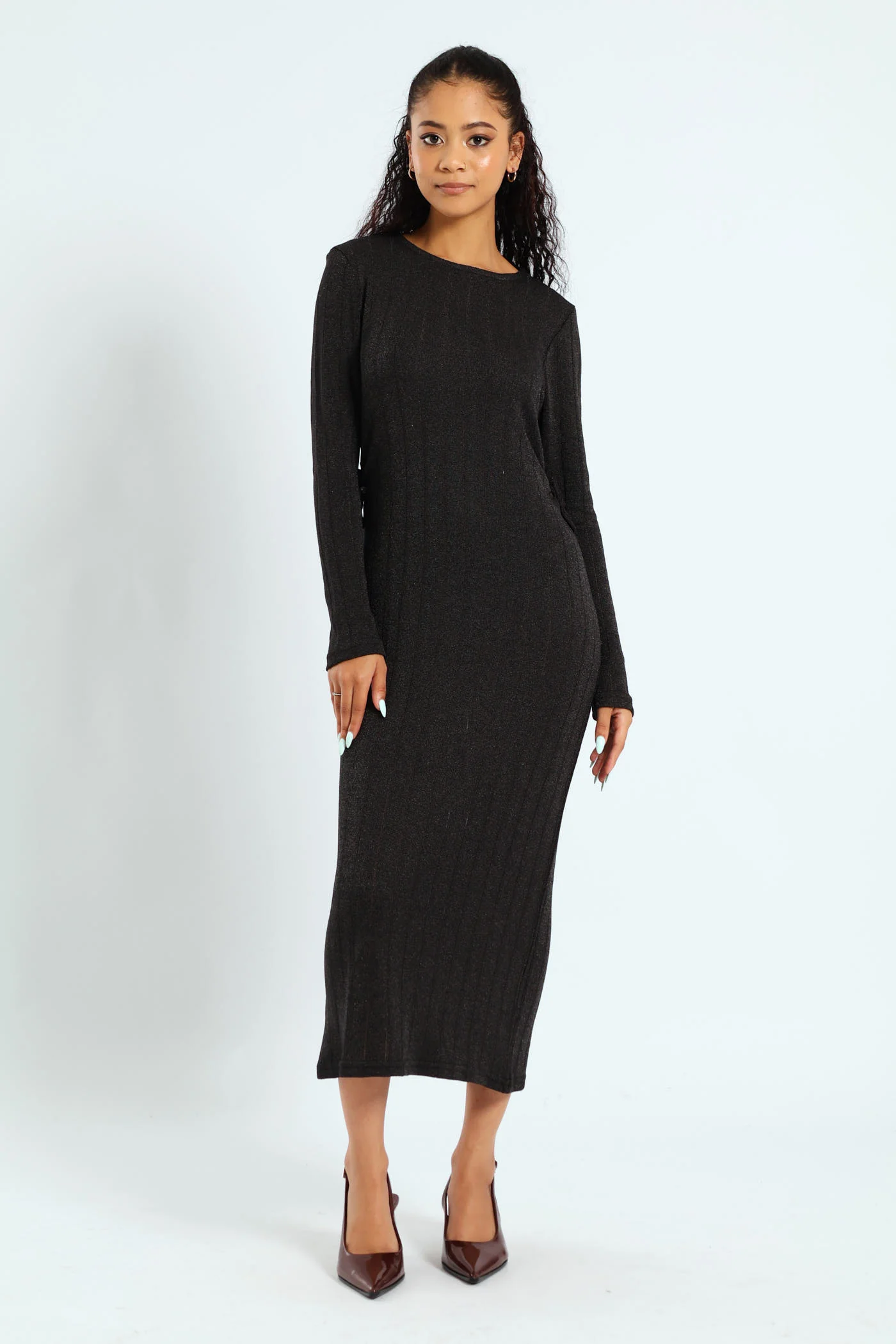 Long Sleeve Dress - Black - Image 4