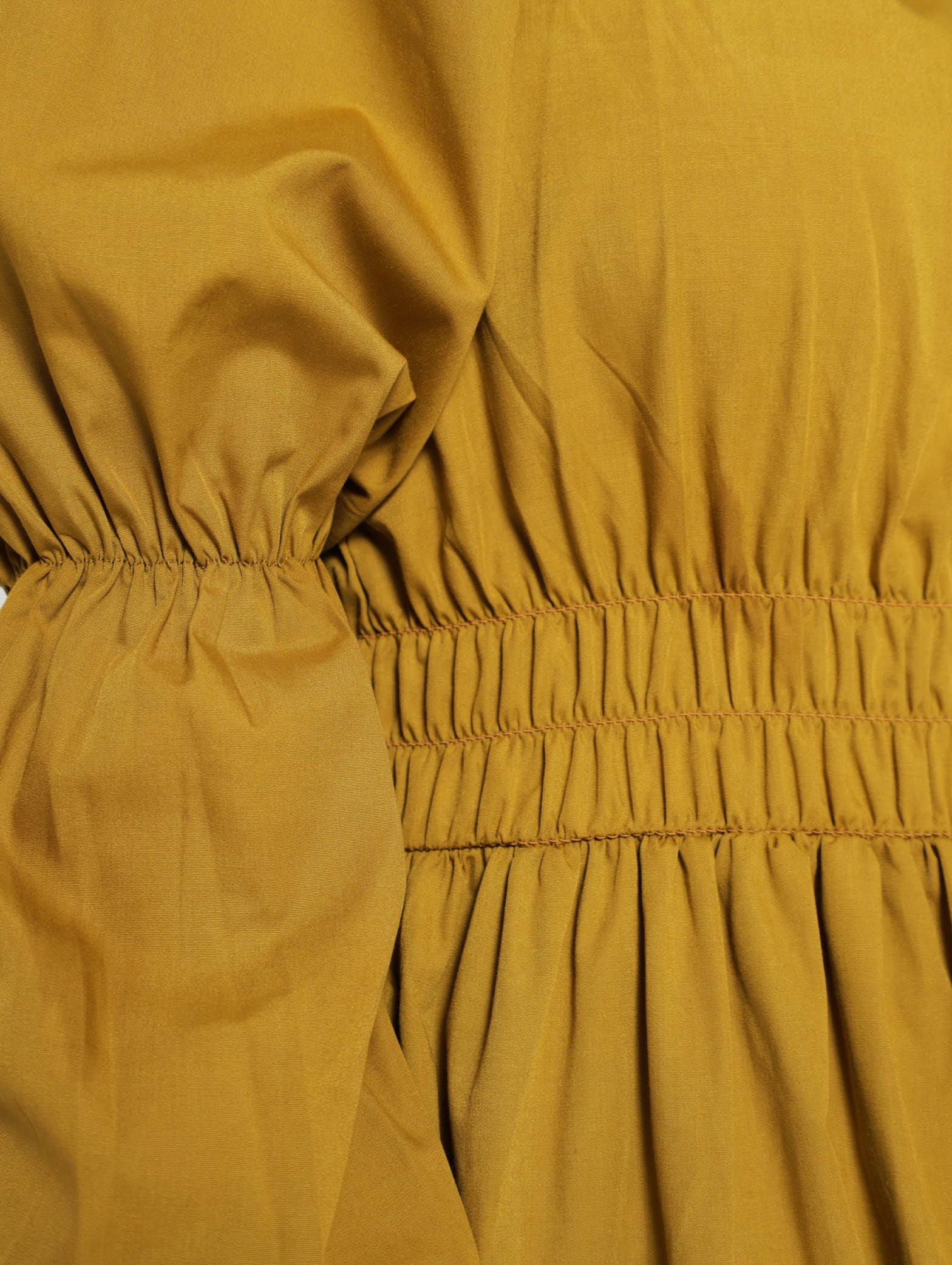 Long Sleeve Elastic Waist Poplin Midi Dress - Image 3