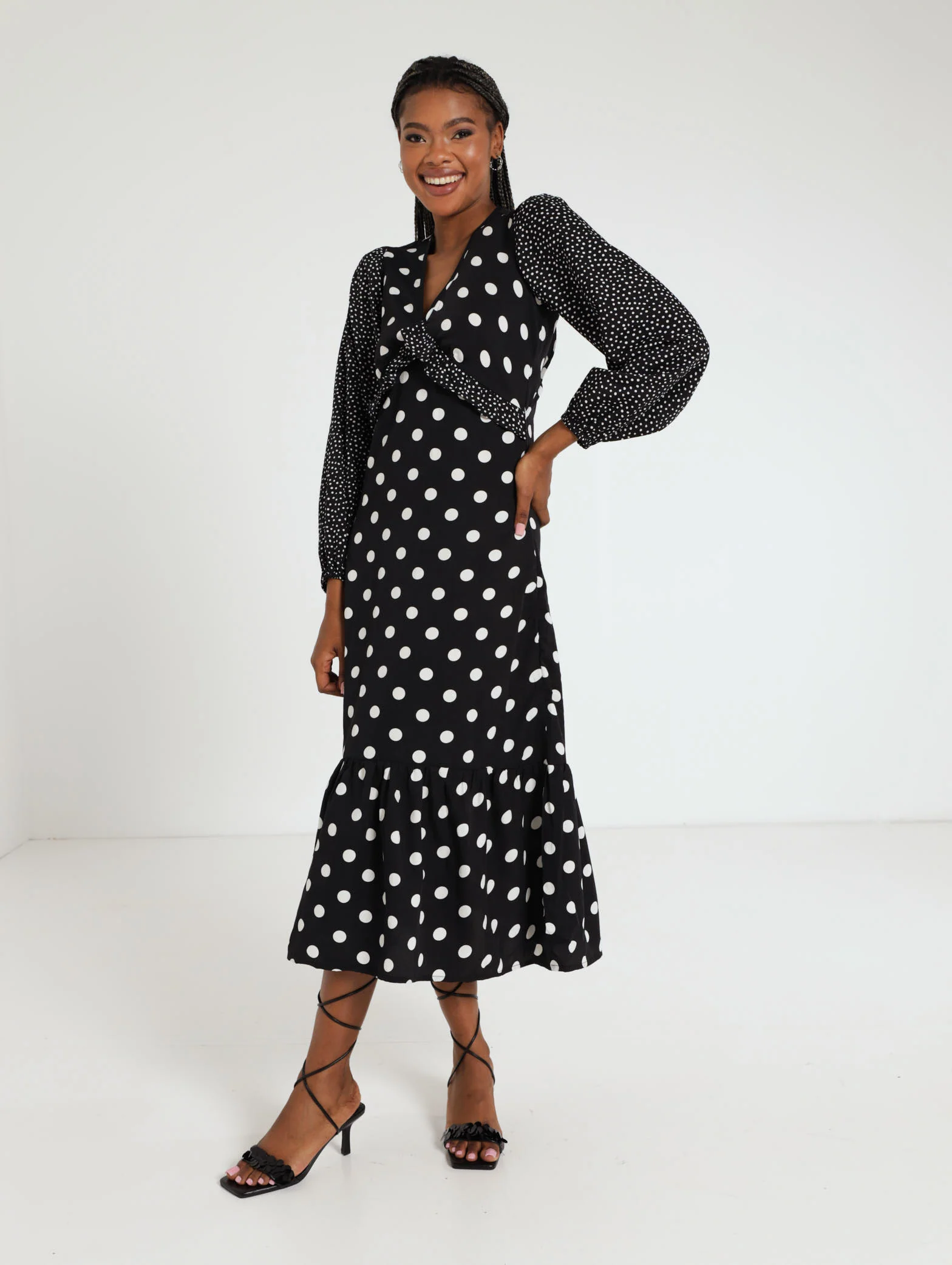 Long Sleeve Fashion Dress Ruffle Spot