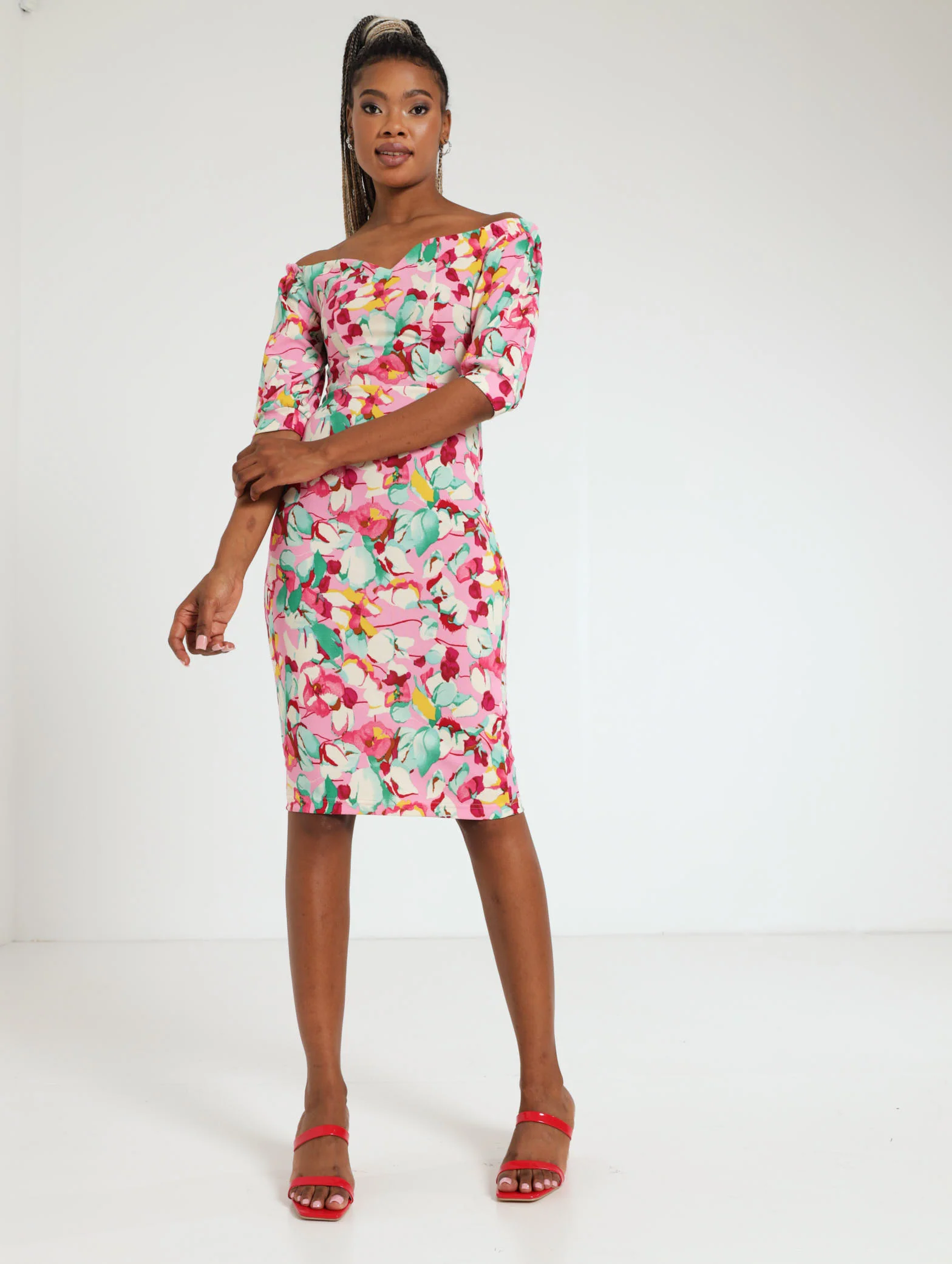 Long Sleeve Floral Print Bodycon - Image 2