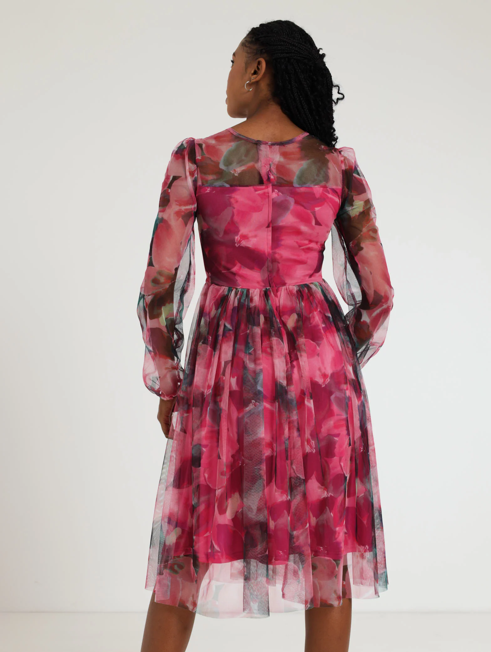 Long Sleeve Floral Prom Dress - Image 3