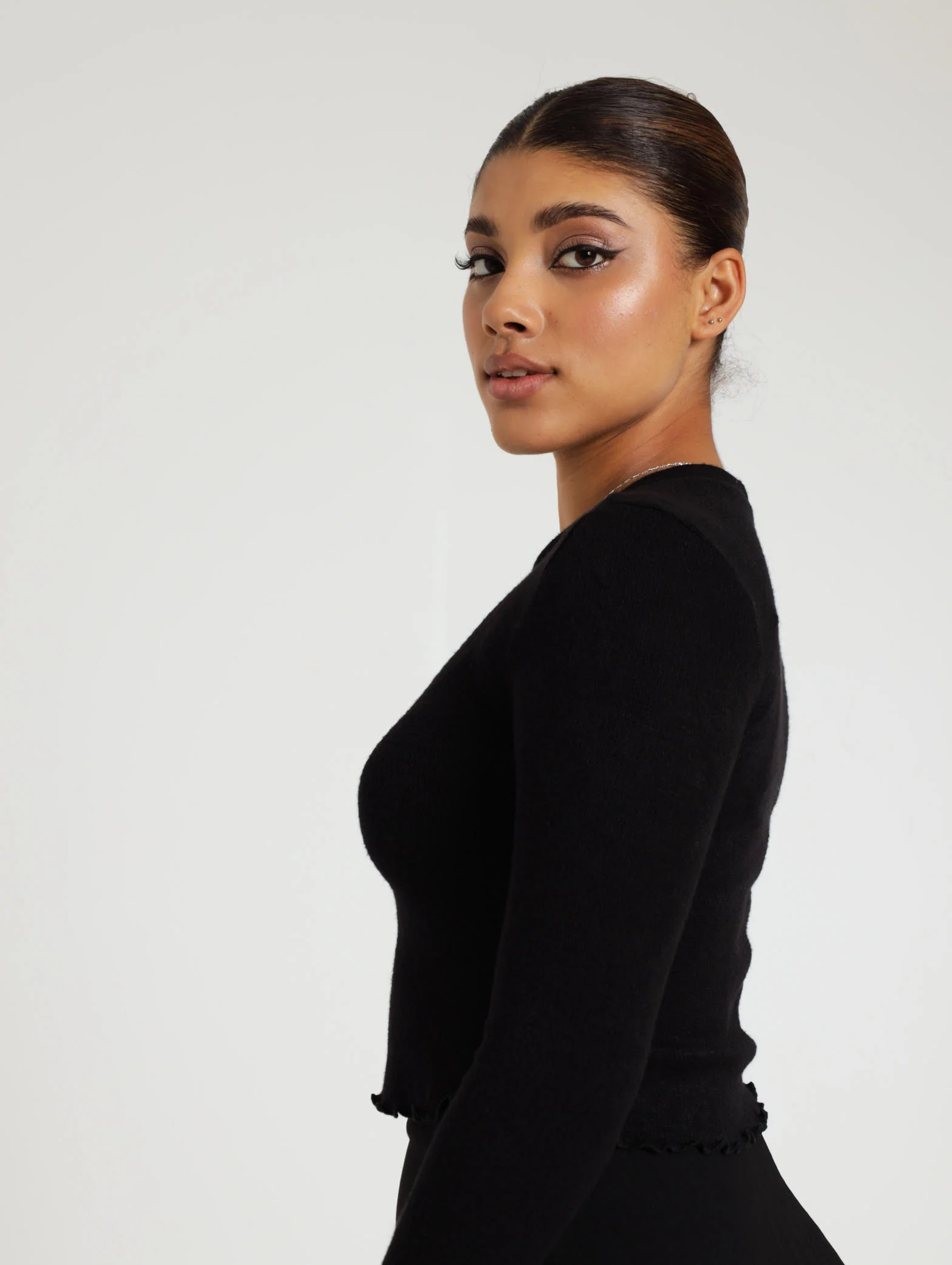 Long Sleeve Flossed Jersey Knit Top - Image 3