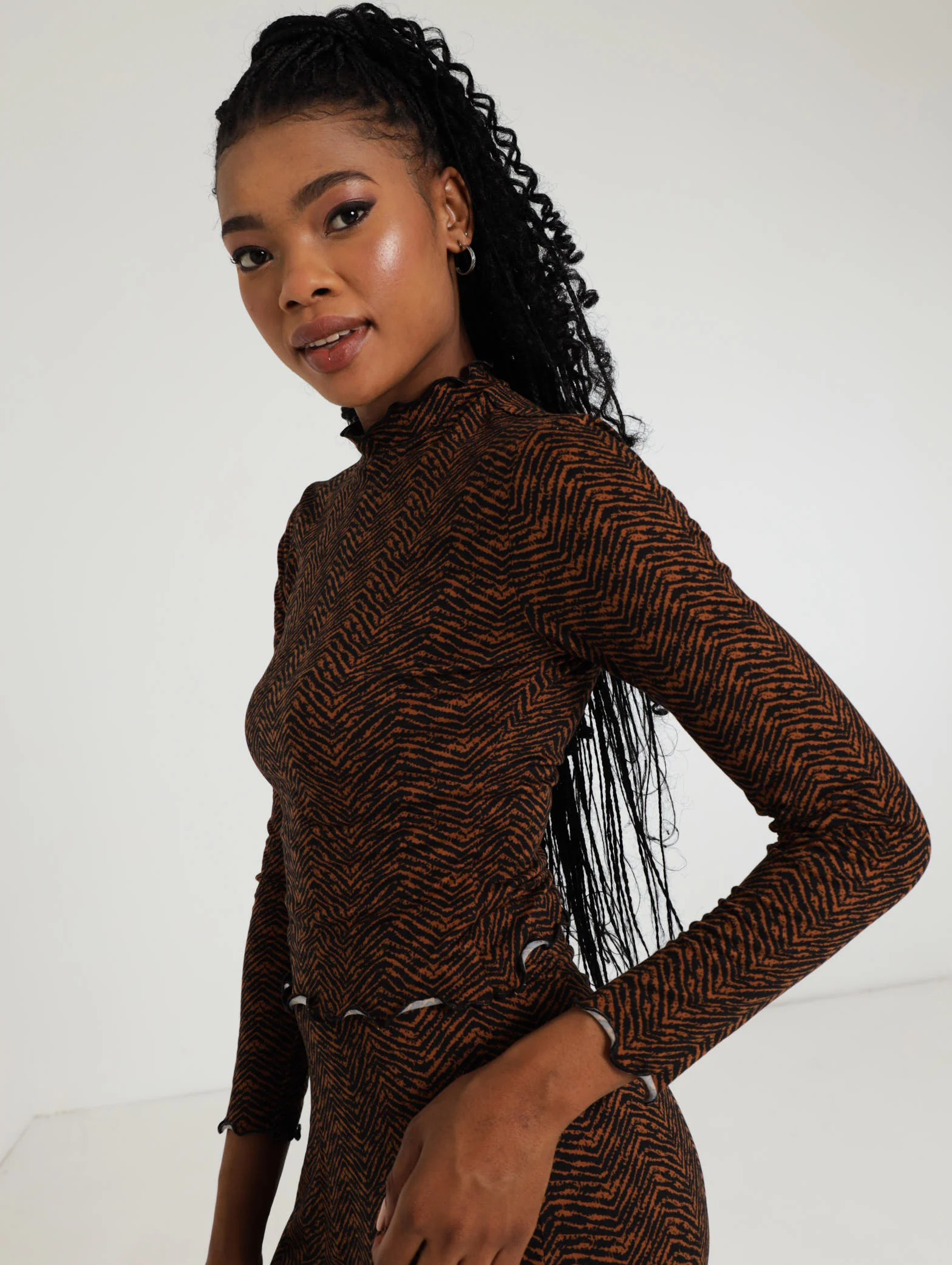 Long Sleeve Geo Knit Top - Image 2