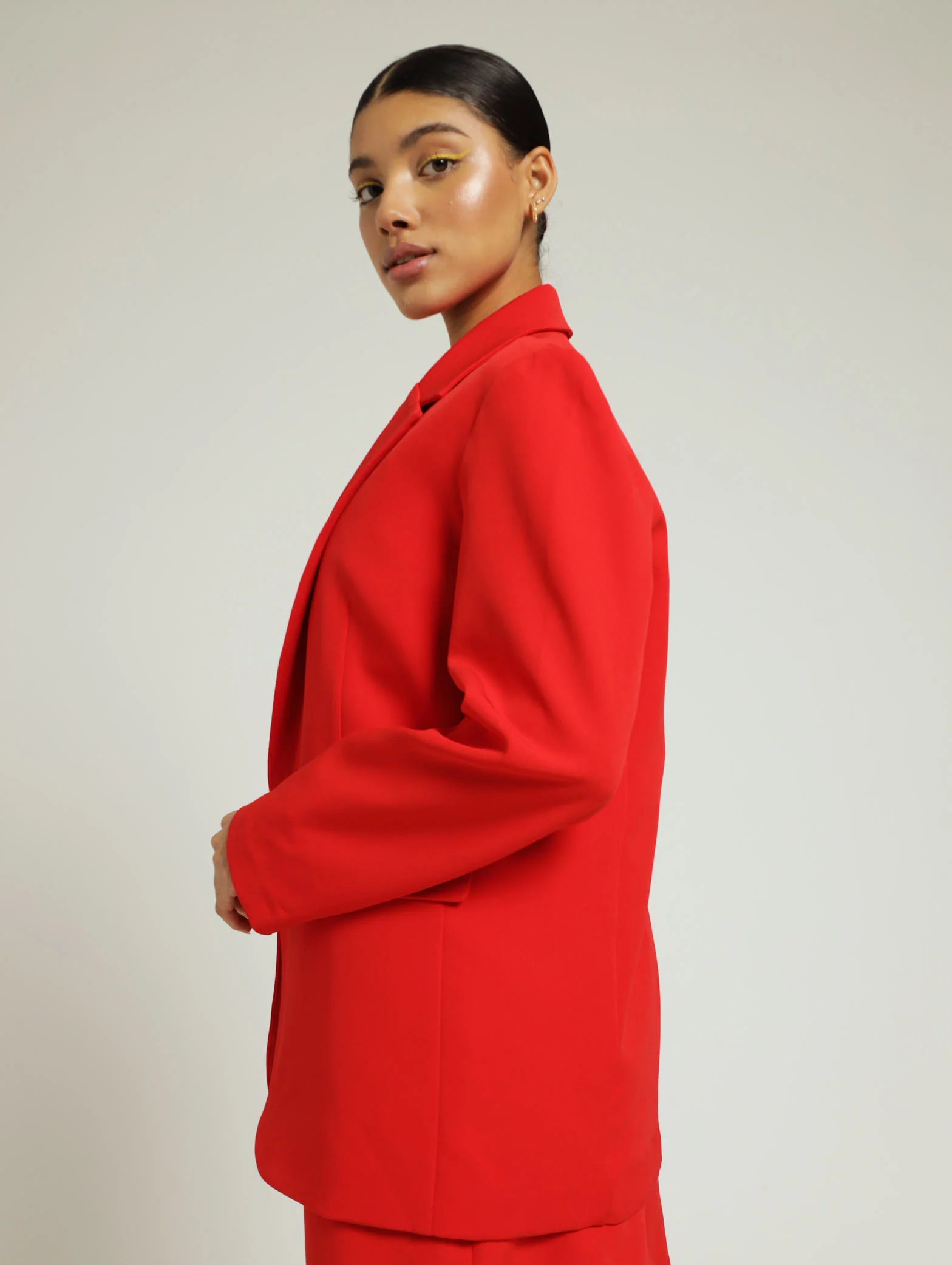 Long Sleeve Half Lined Blazer - Red - Image 2
