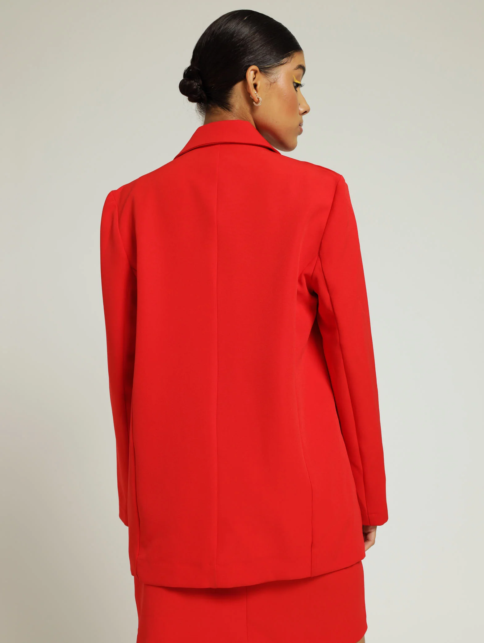 Long Sleeve Half Lined Blazer - Red - Image 3