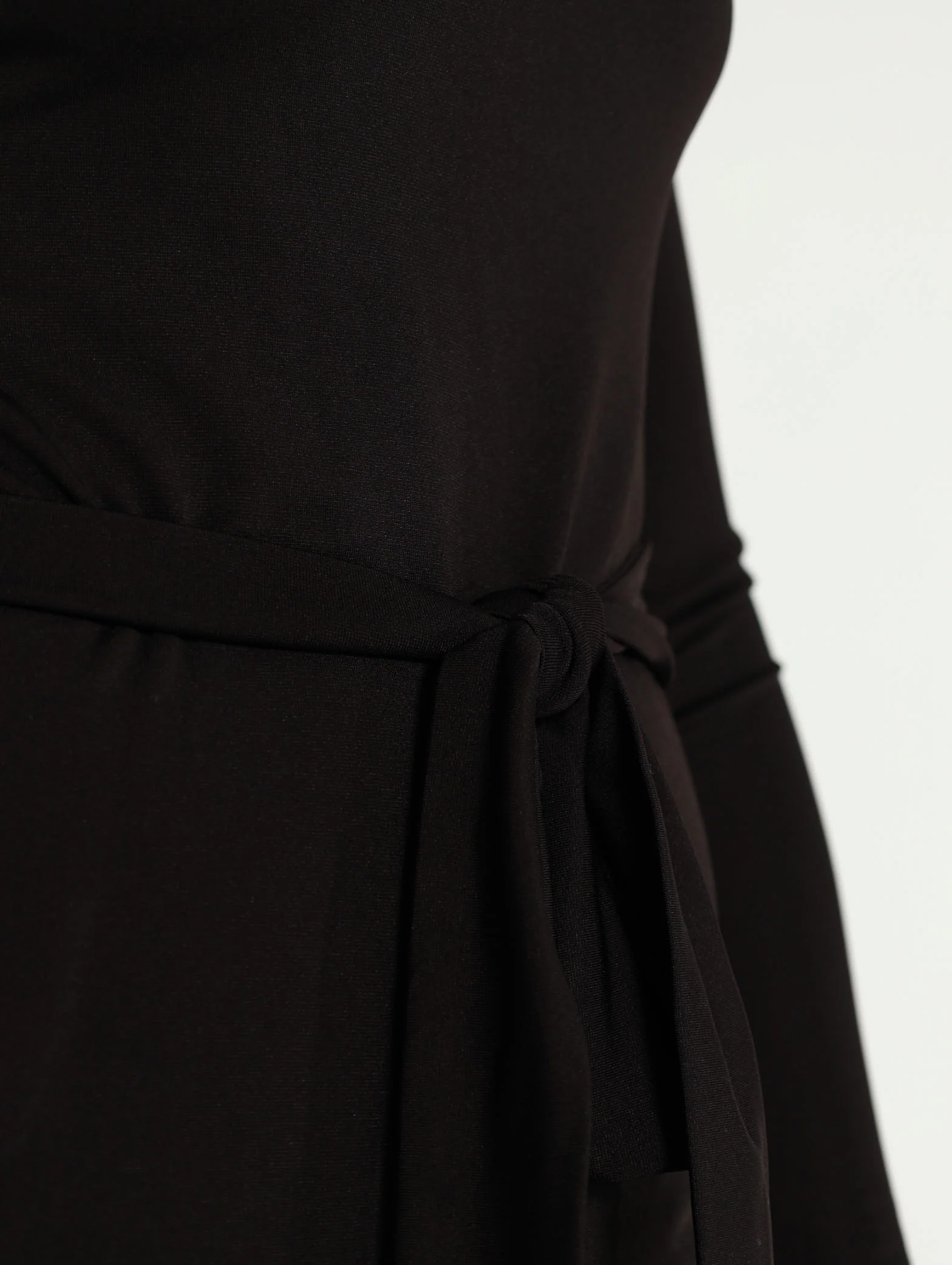 Long Sleeve High Neck Waist Tie Dress - Image 4