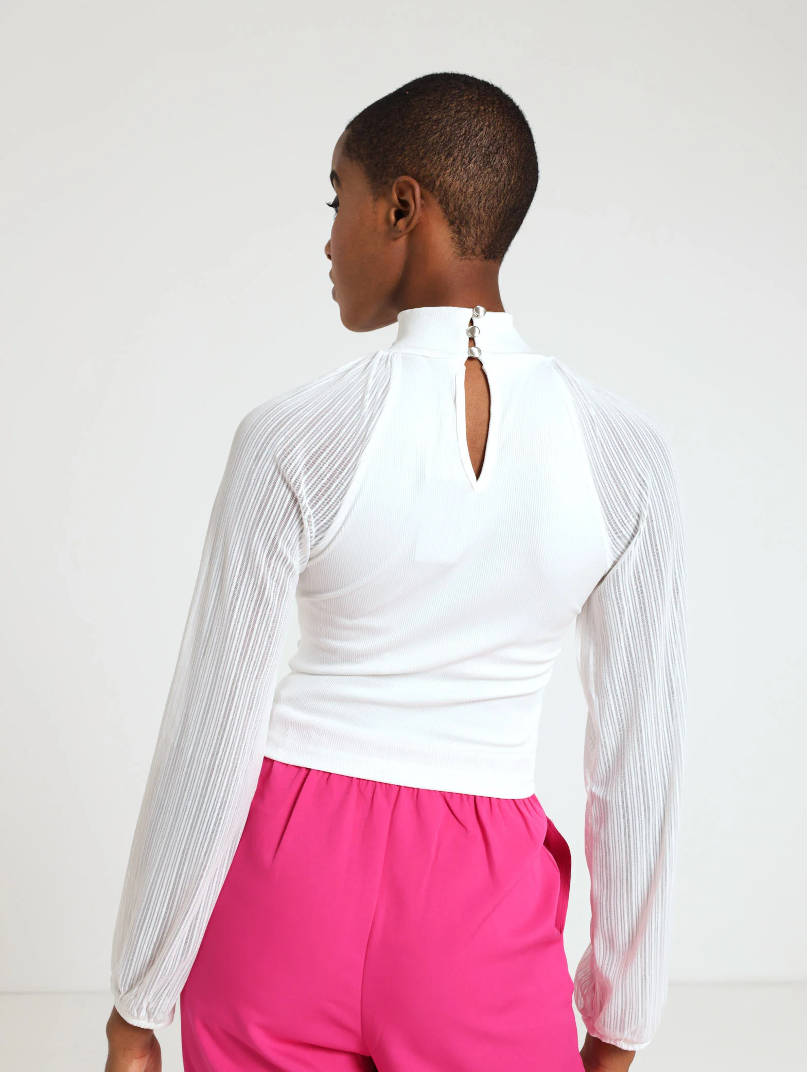 Long Sleeve Knit Woven Top - Image 3