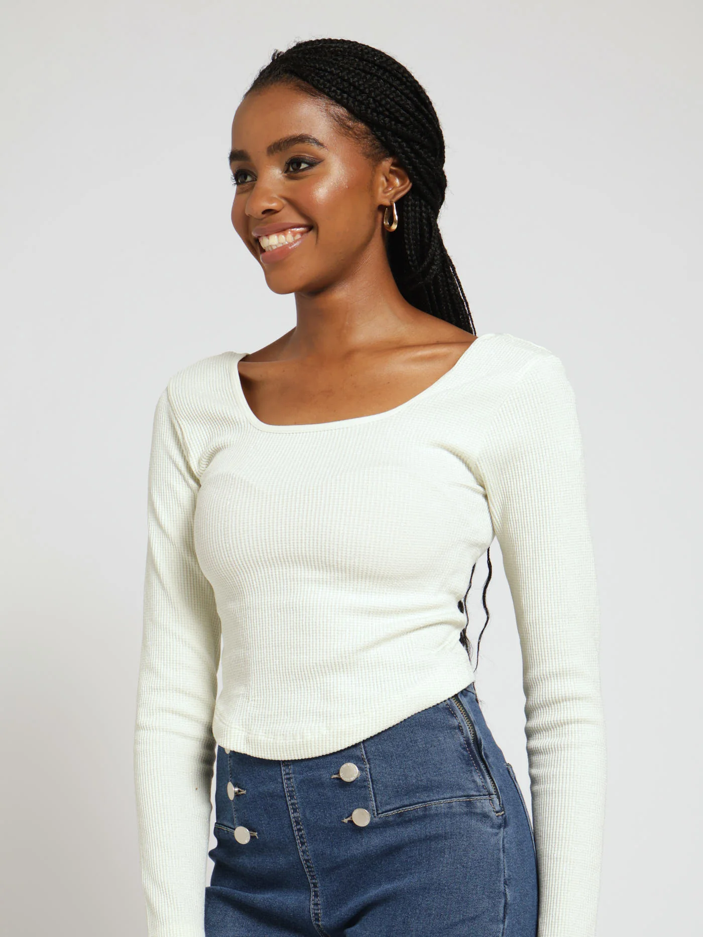 Long Sleeve Metallic Seamless Top - Image 2