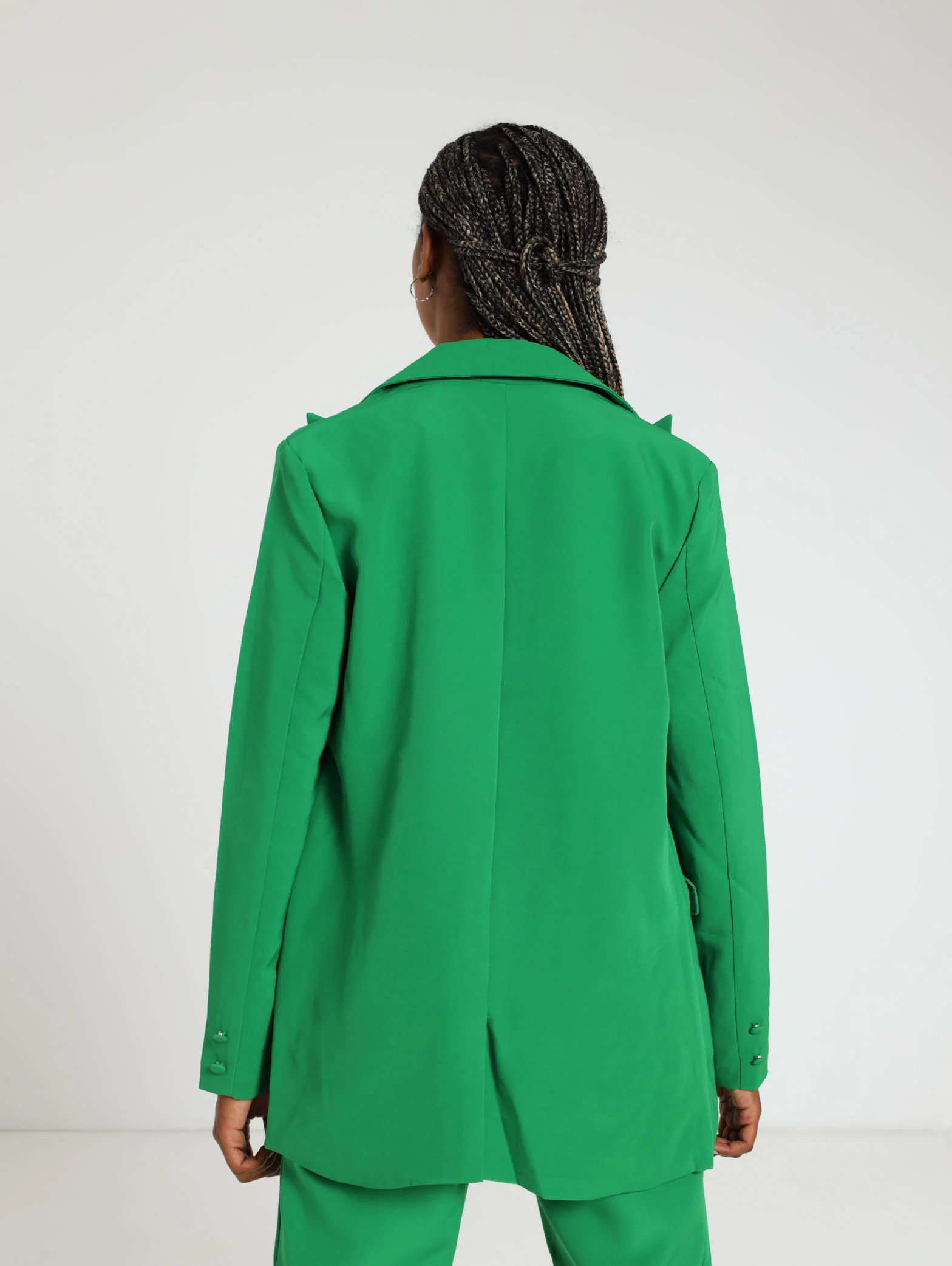 Long Sleeve Open Front Blazer With Covered Button - Image 3