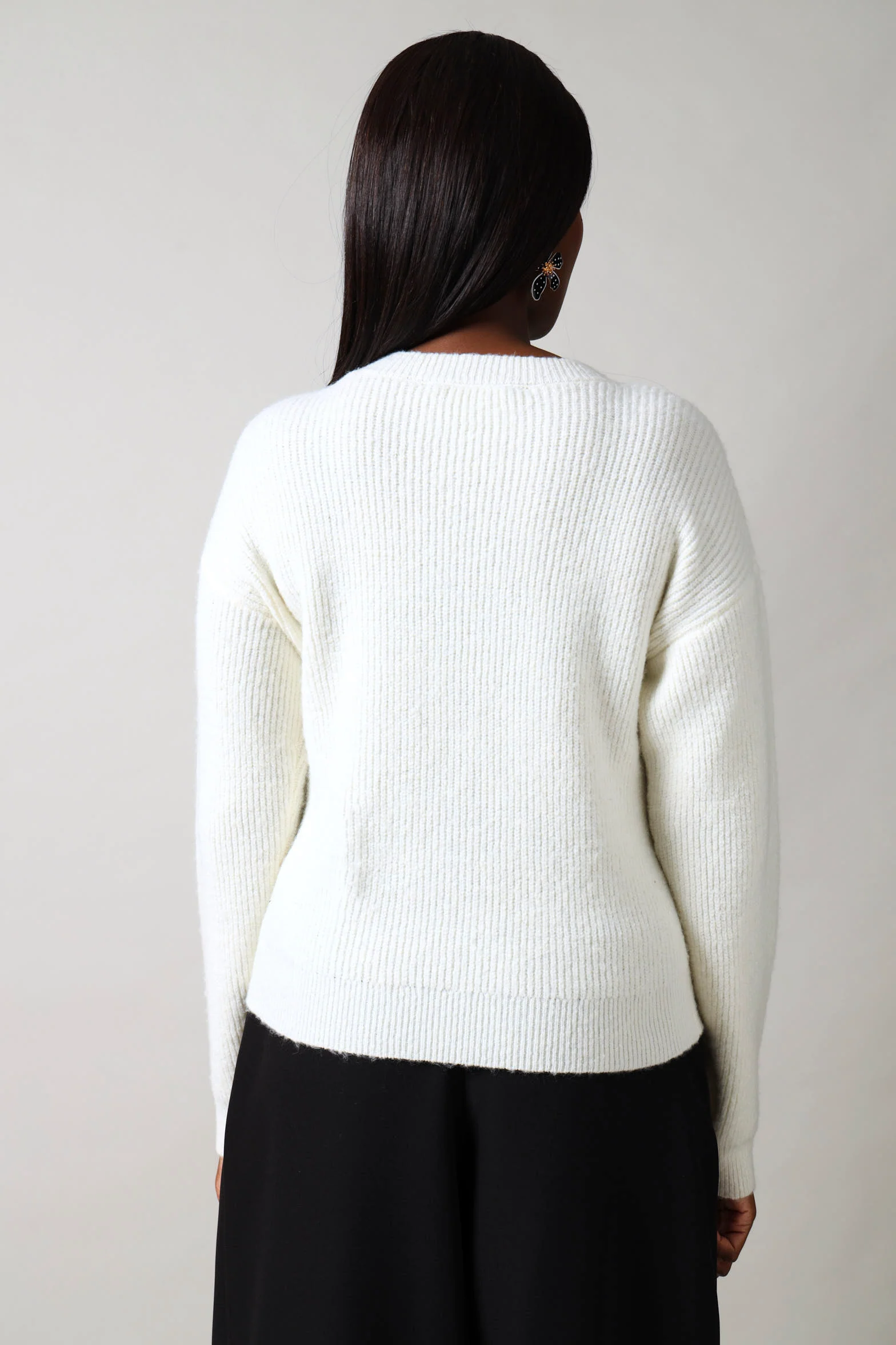 Long Sleeve Pearl Pullover - Cream - Image 3