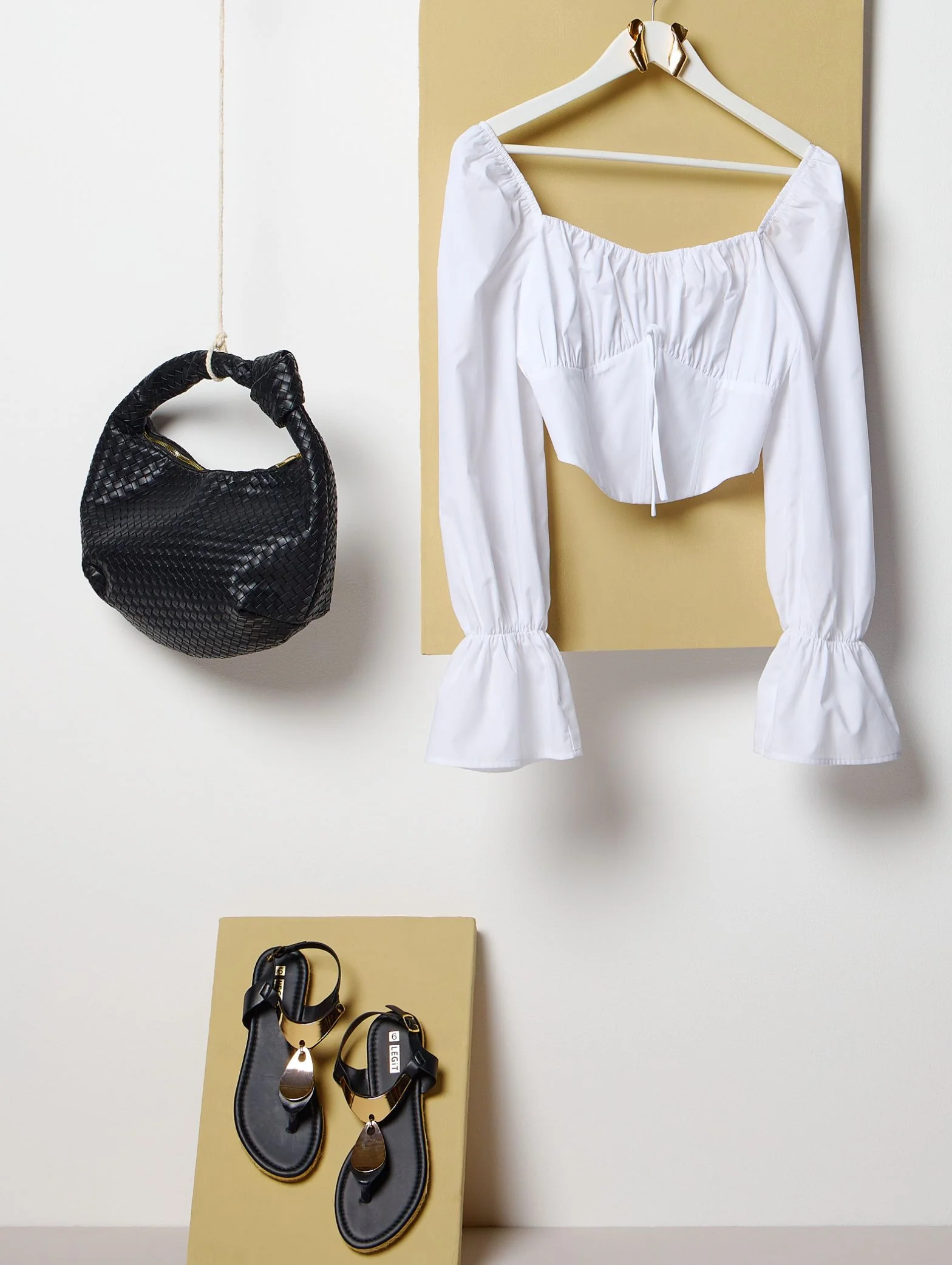 Long Sleeve Poplin Corset Top - White - Image 4