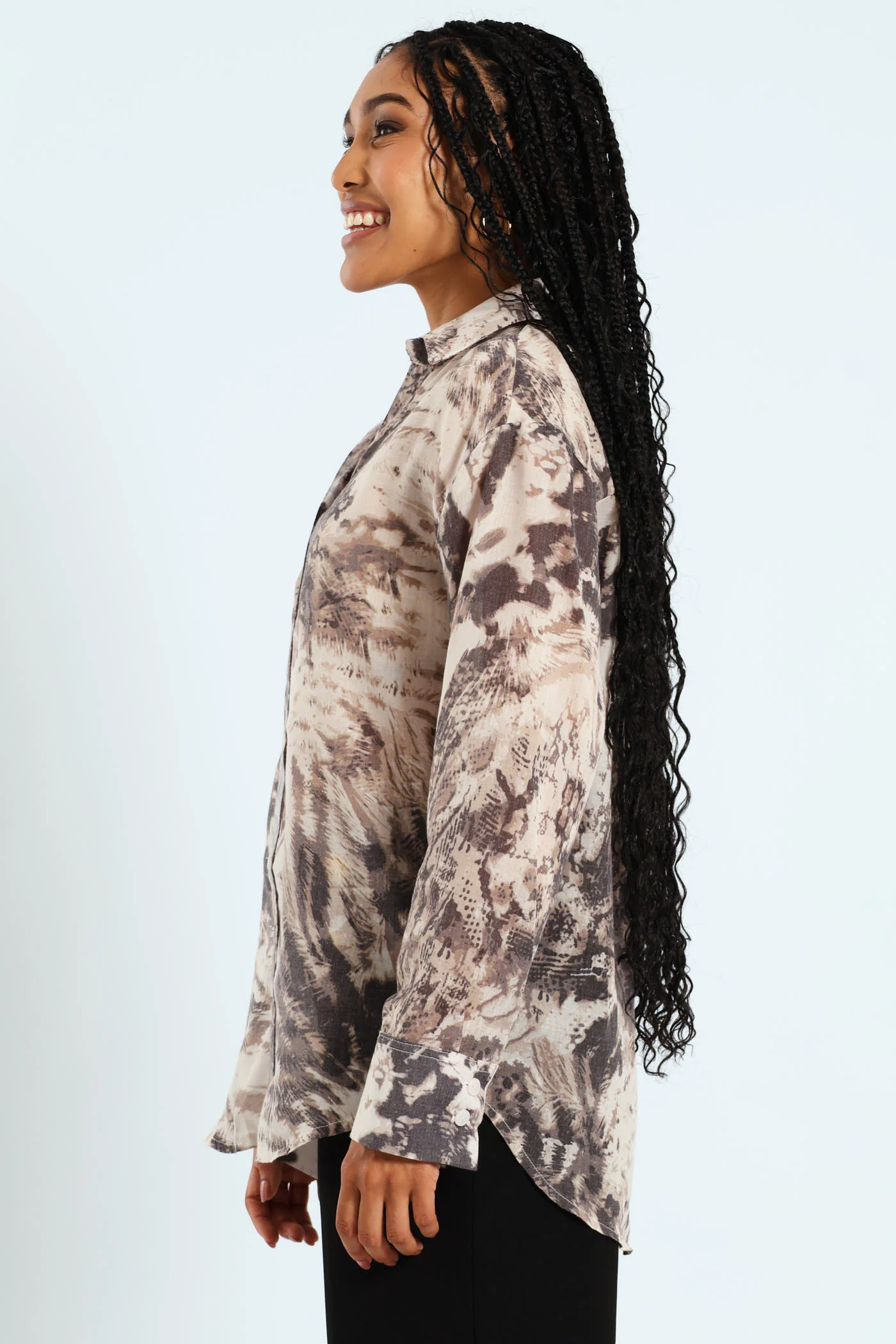 Long Sleeve Printed Button Through Shirt - Image 2