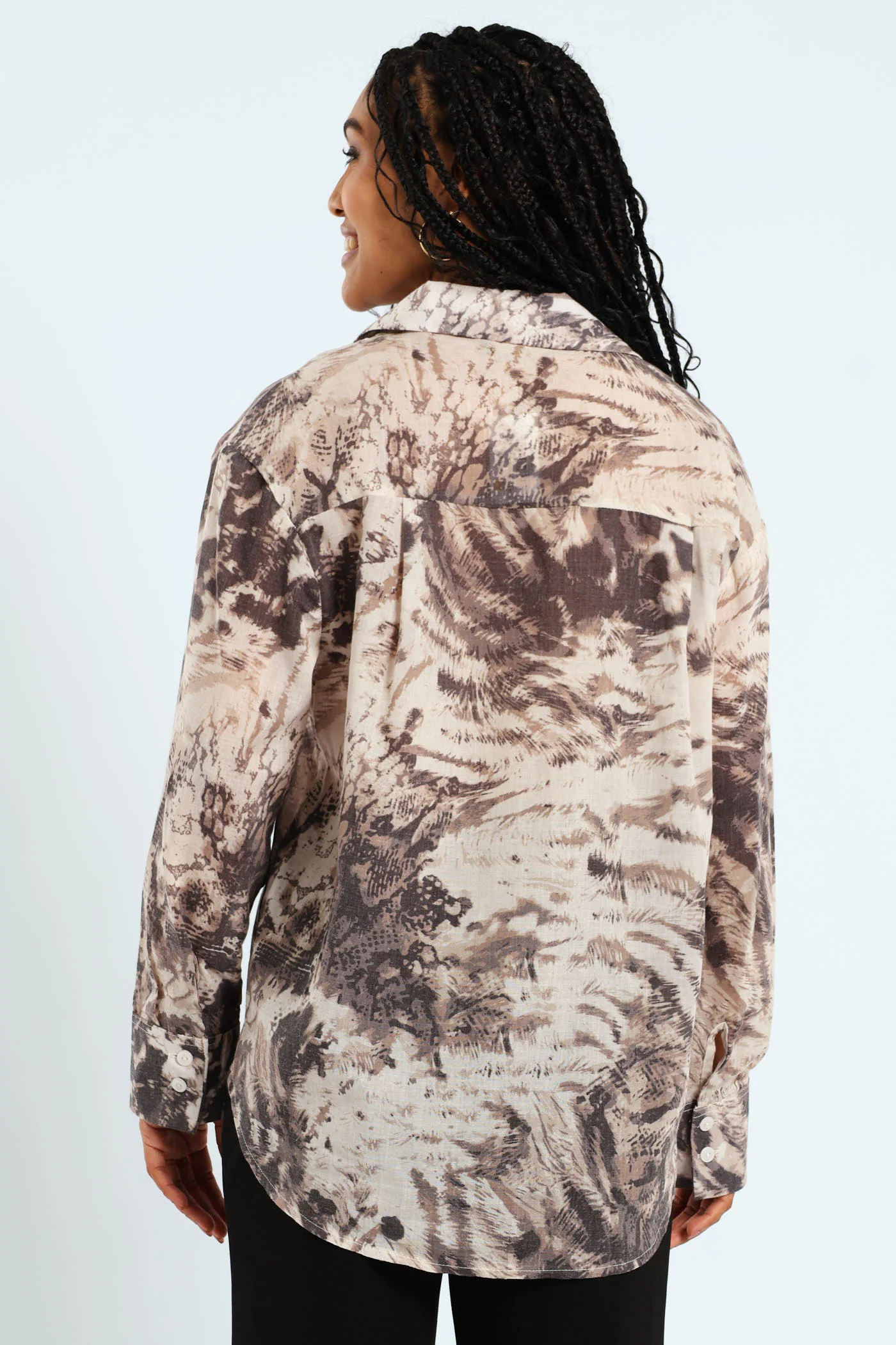 Long Sleeve Printed Button Through Shirt - Image 3